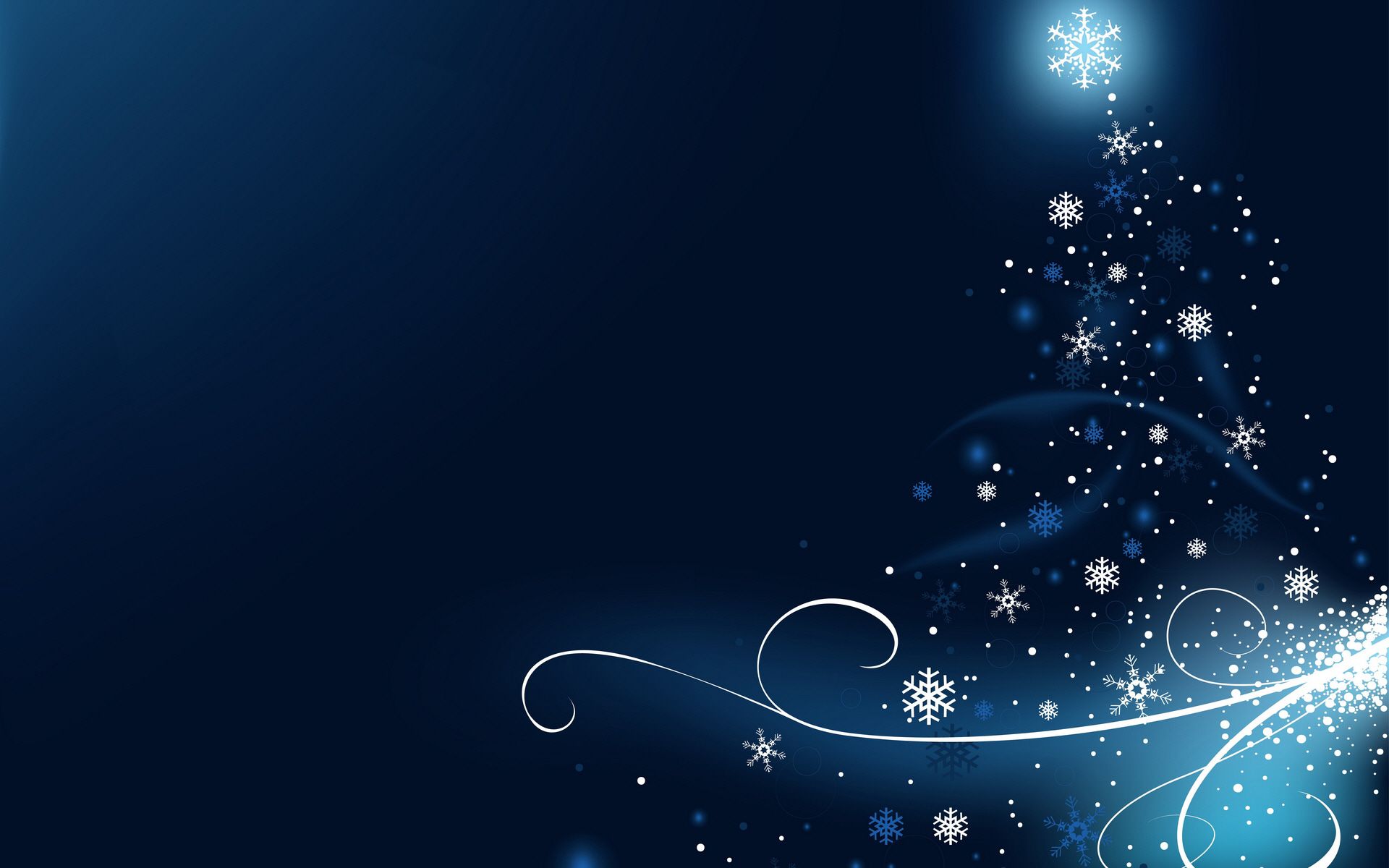 A blue Christmas tree wallpaper with snowflakes - Snowflake