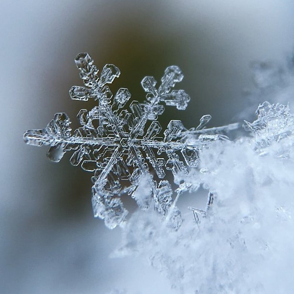 A snowflake is sitting on top of some ice - Silver, snowflake