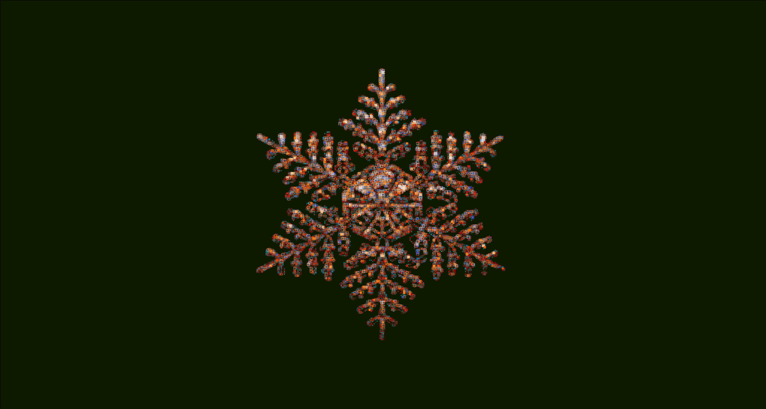 A gold star with red and green crystals - Snowflake