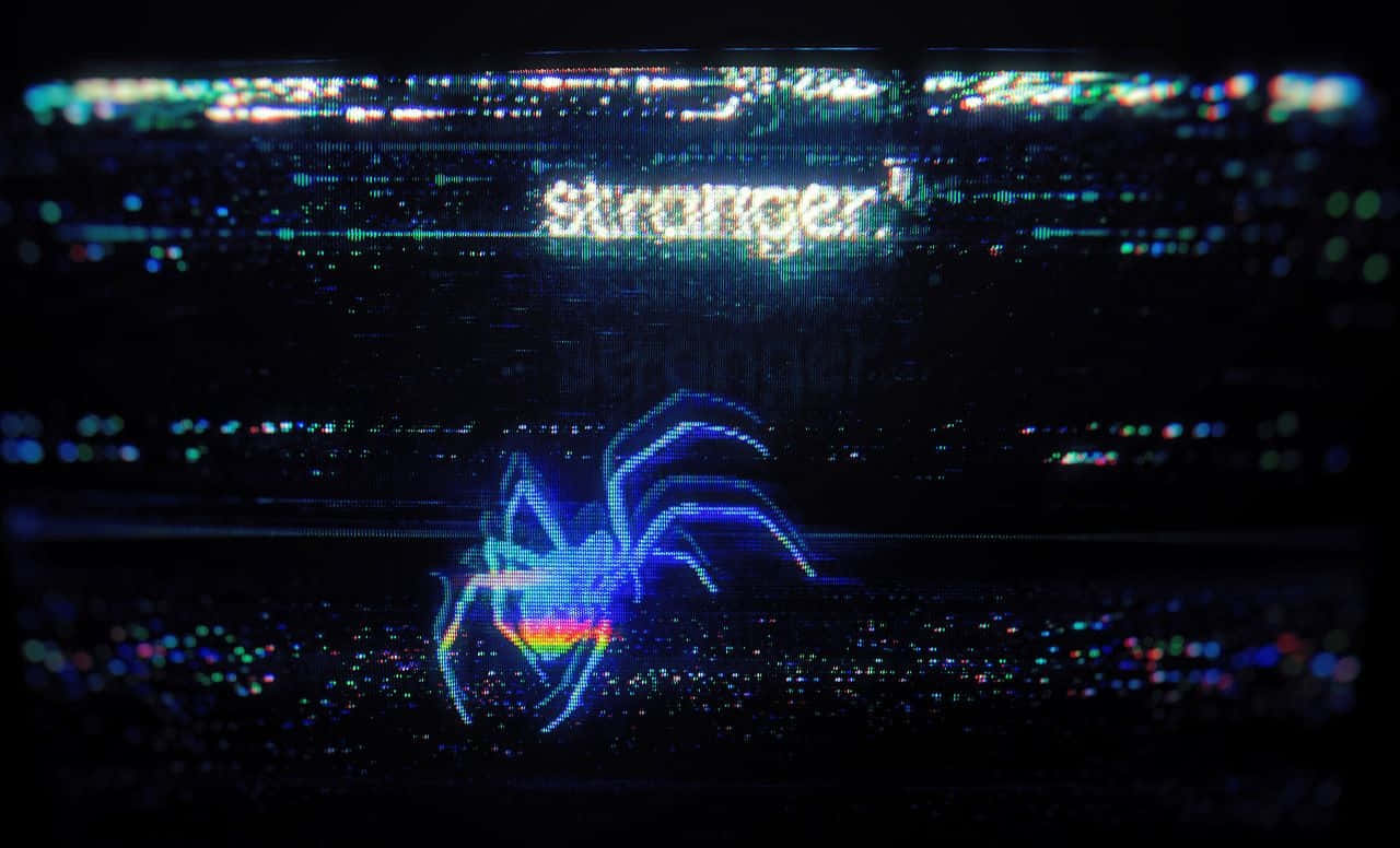 A screen with the word Stranger on it - Black glitch