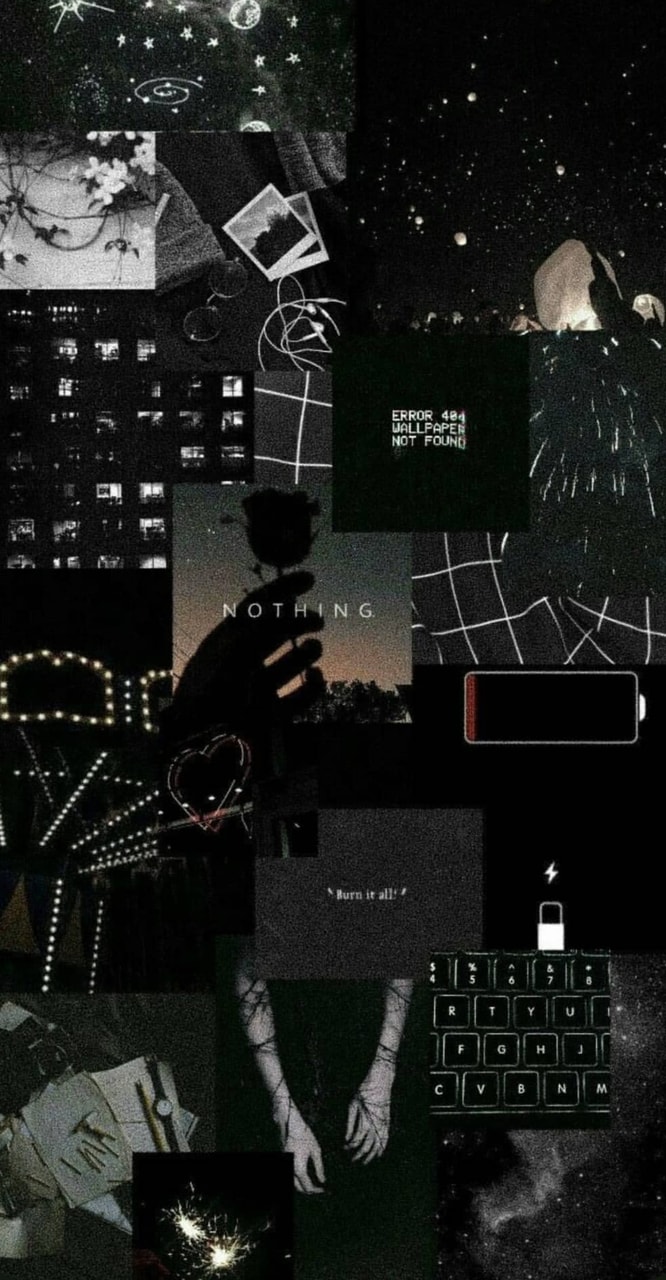 A collage of pictures with black and white backgrounds - Black glitch