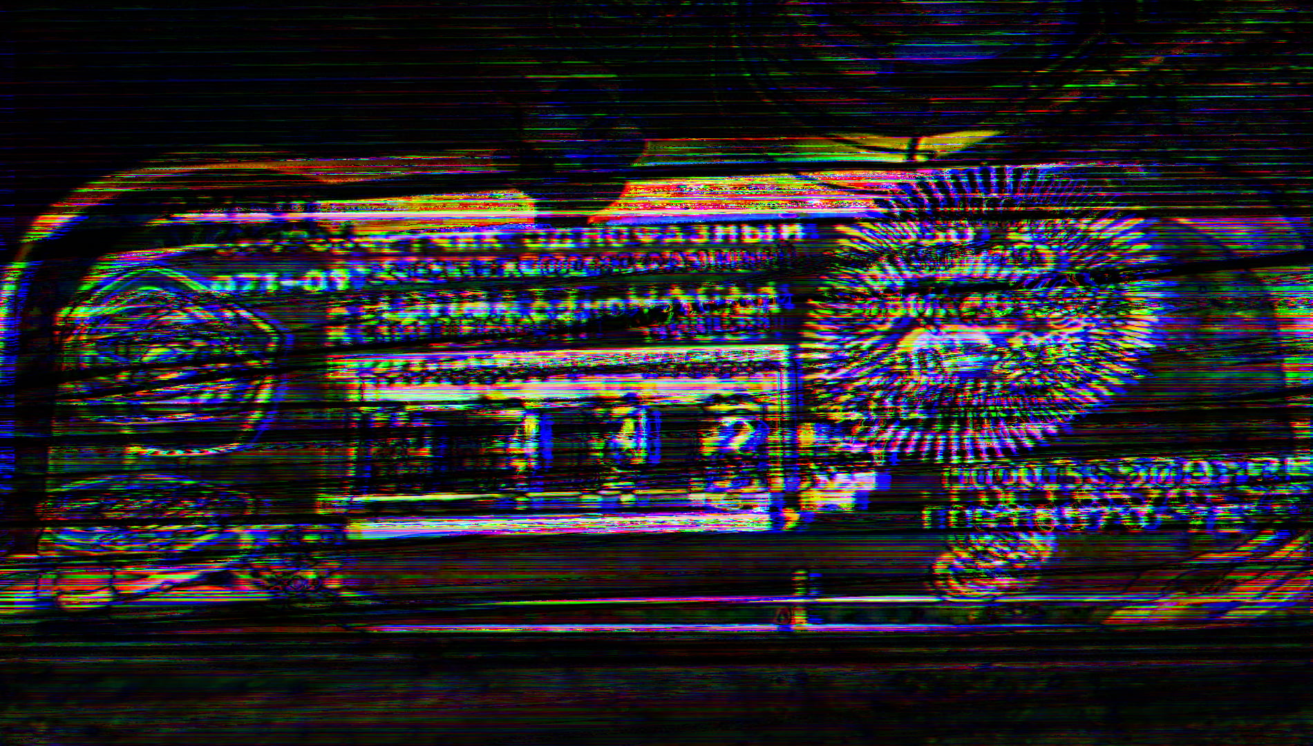 A colorful image of a radio with a TV effect - Black glitch