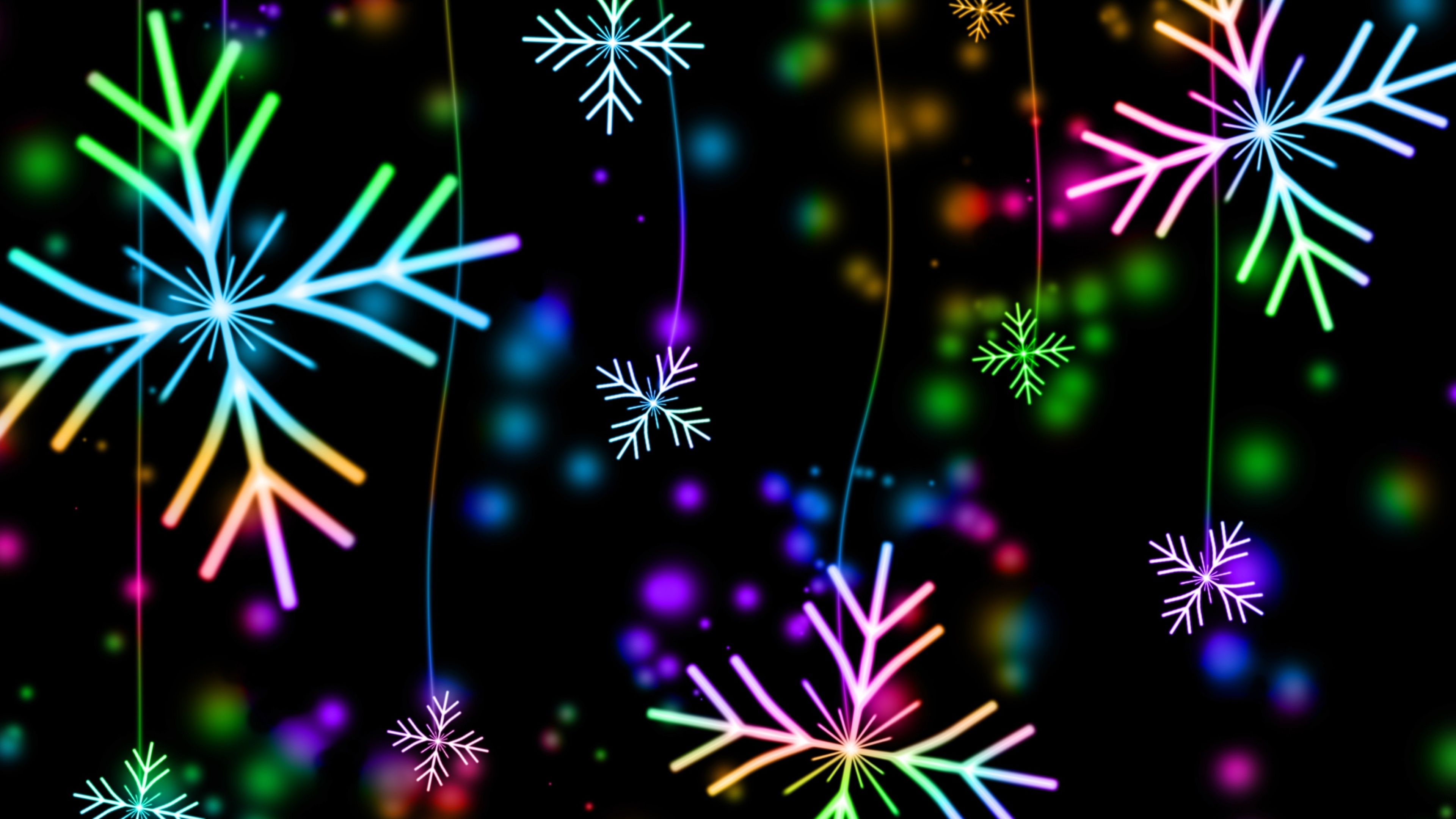 A colorful christmas snowflakes on black background - Snowflake