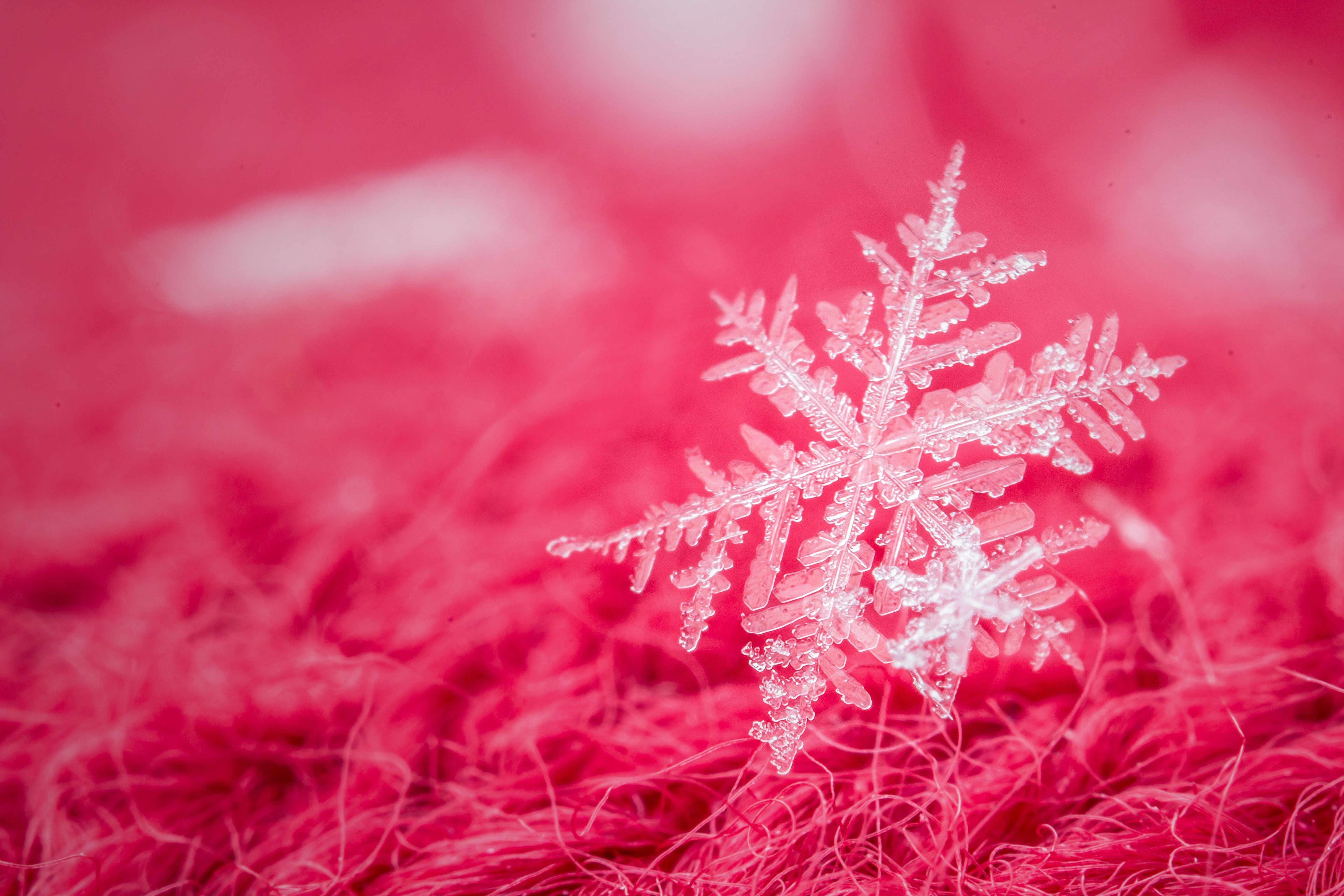 A snowflake is sitting on top of some pink fabric - Snowflake