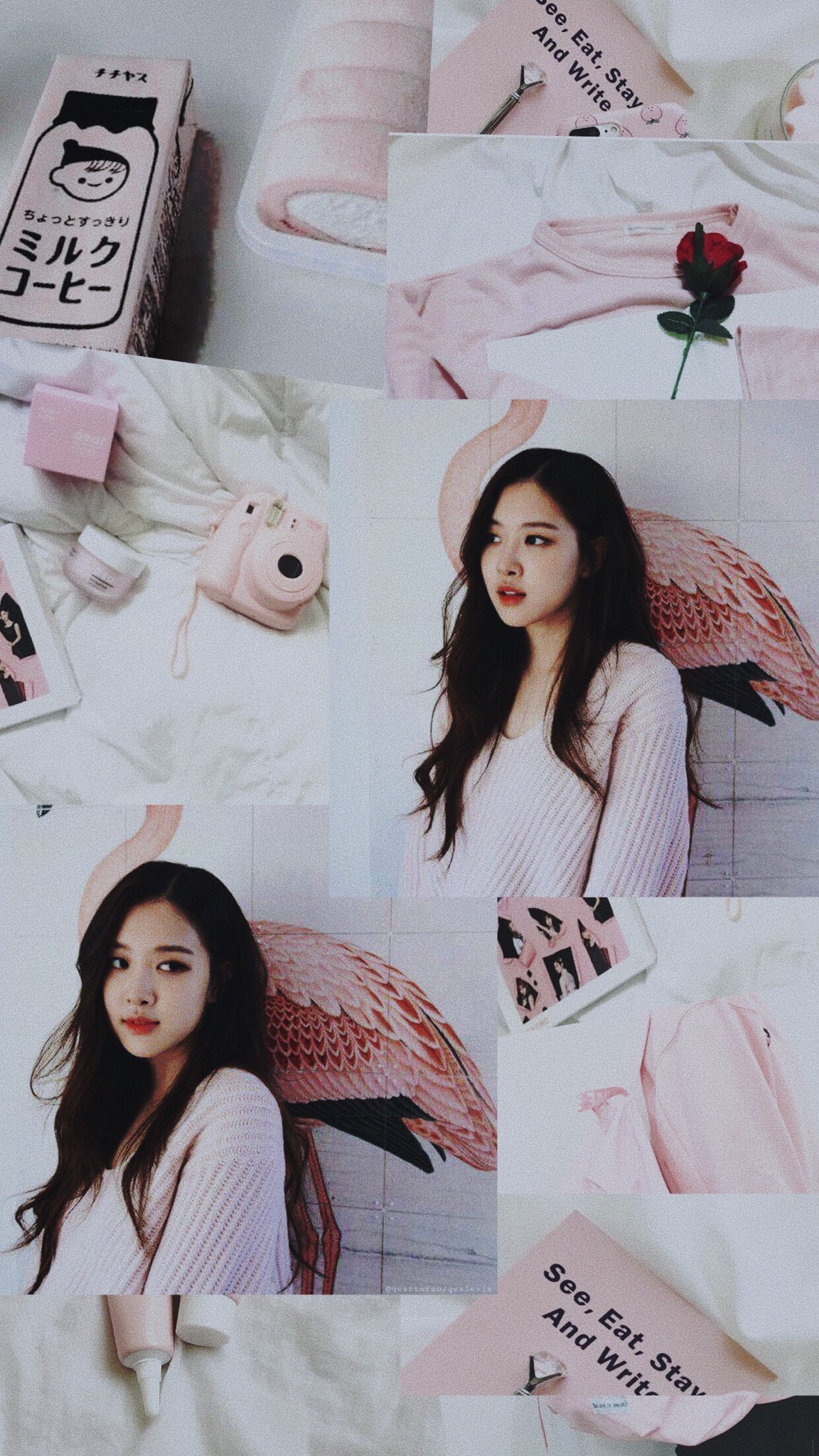 A collage of pictures with pink backgrounds - BLACKPINK