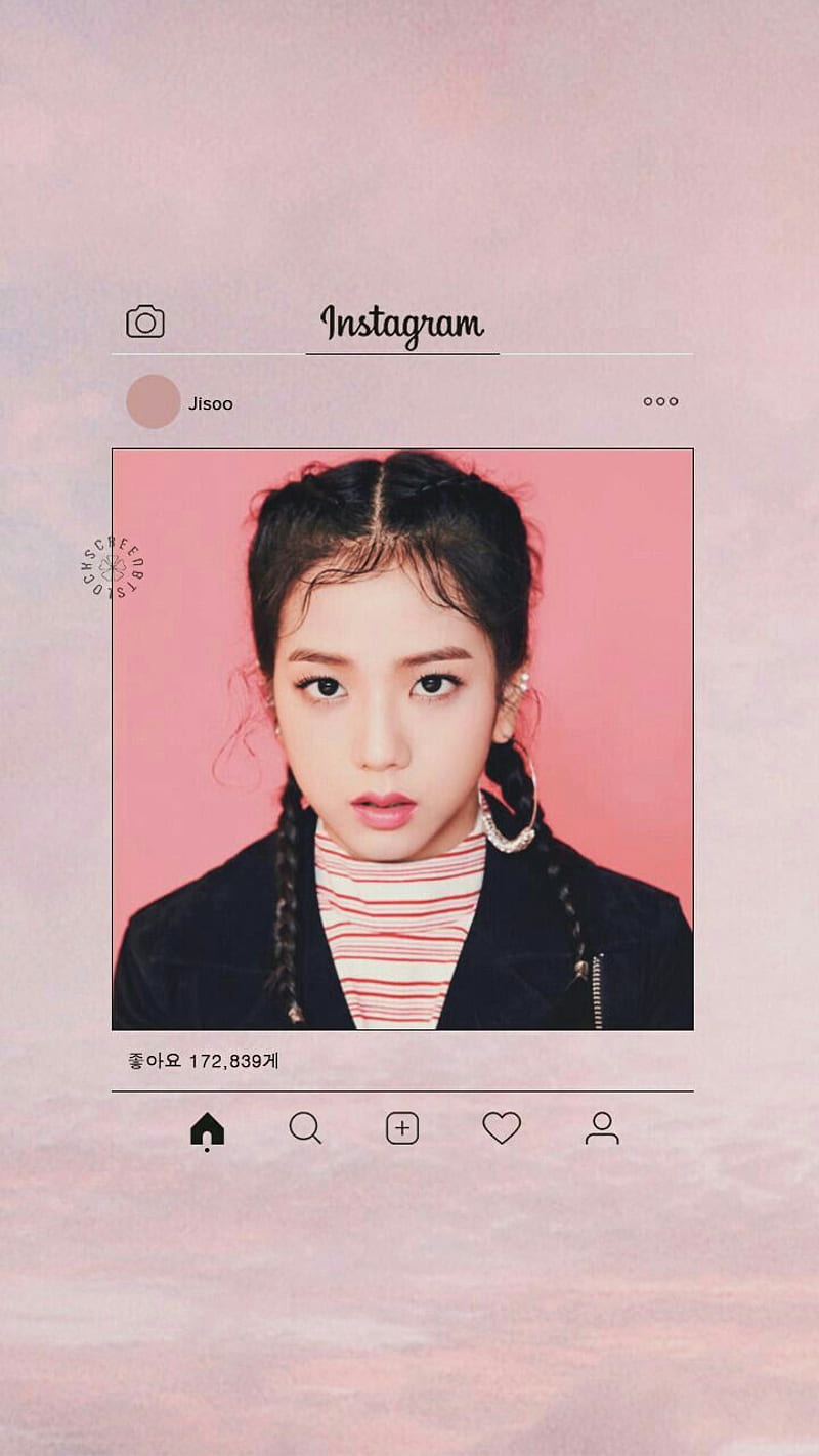 A picture of BLACKPINK's Rosé on an Instagram frame with a pink background - BLACKPINK