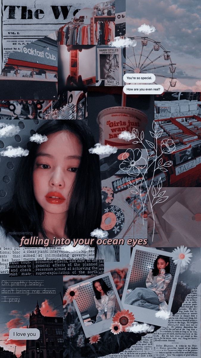 A collage of pictures with the words falling into my dreams - BLACKPINK