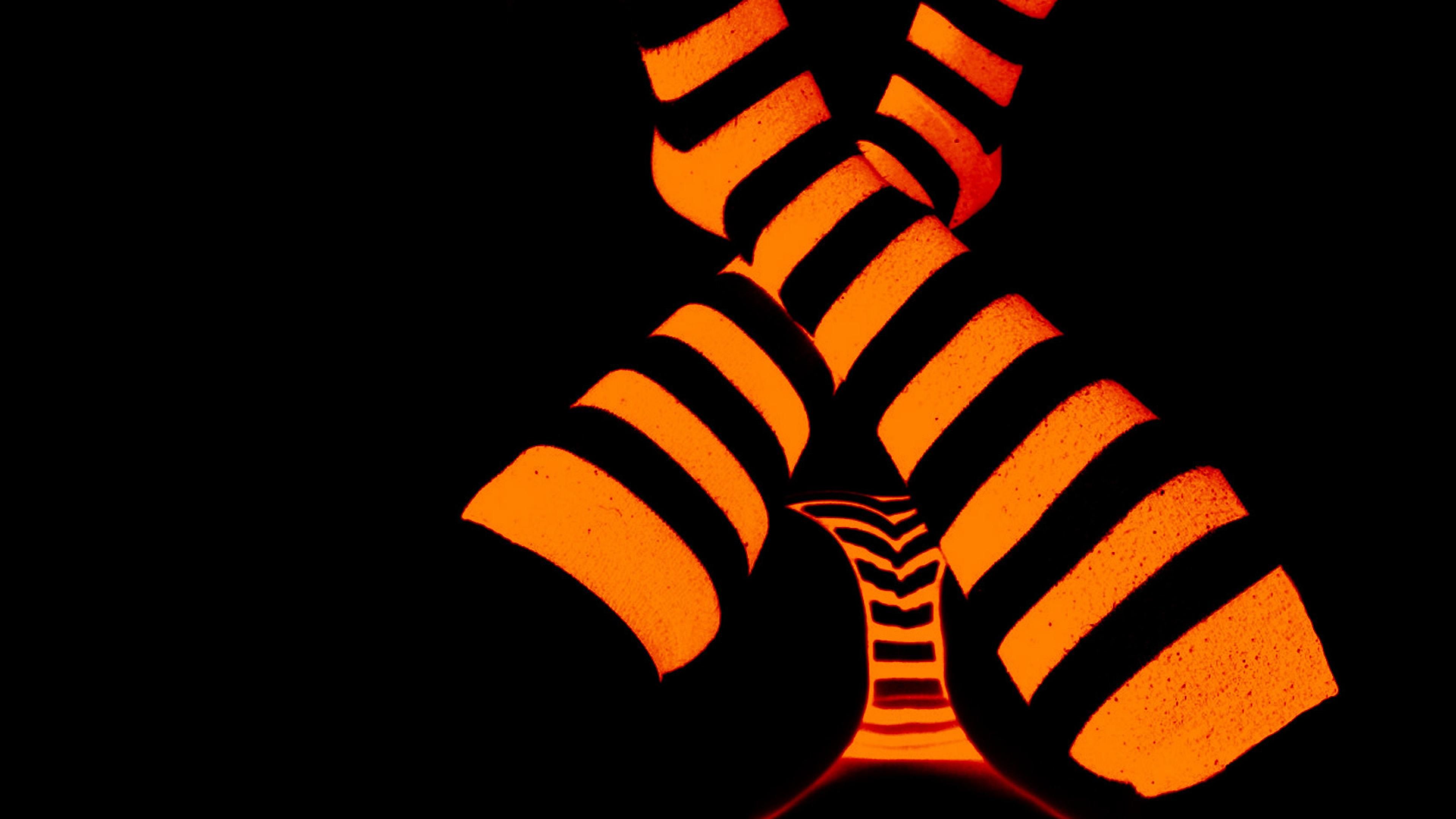 A pair of orange and black striped ties - Dark orange, orange