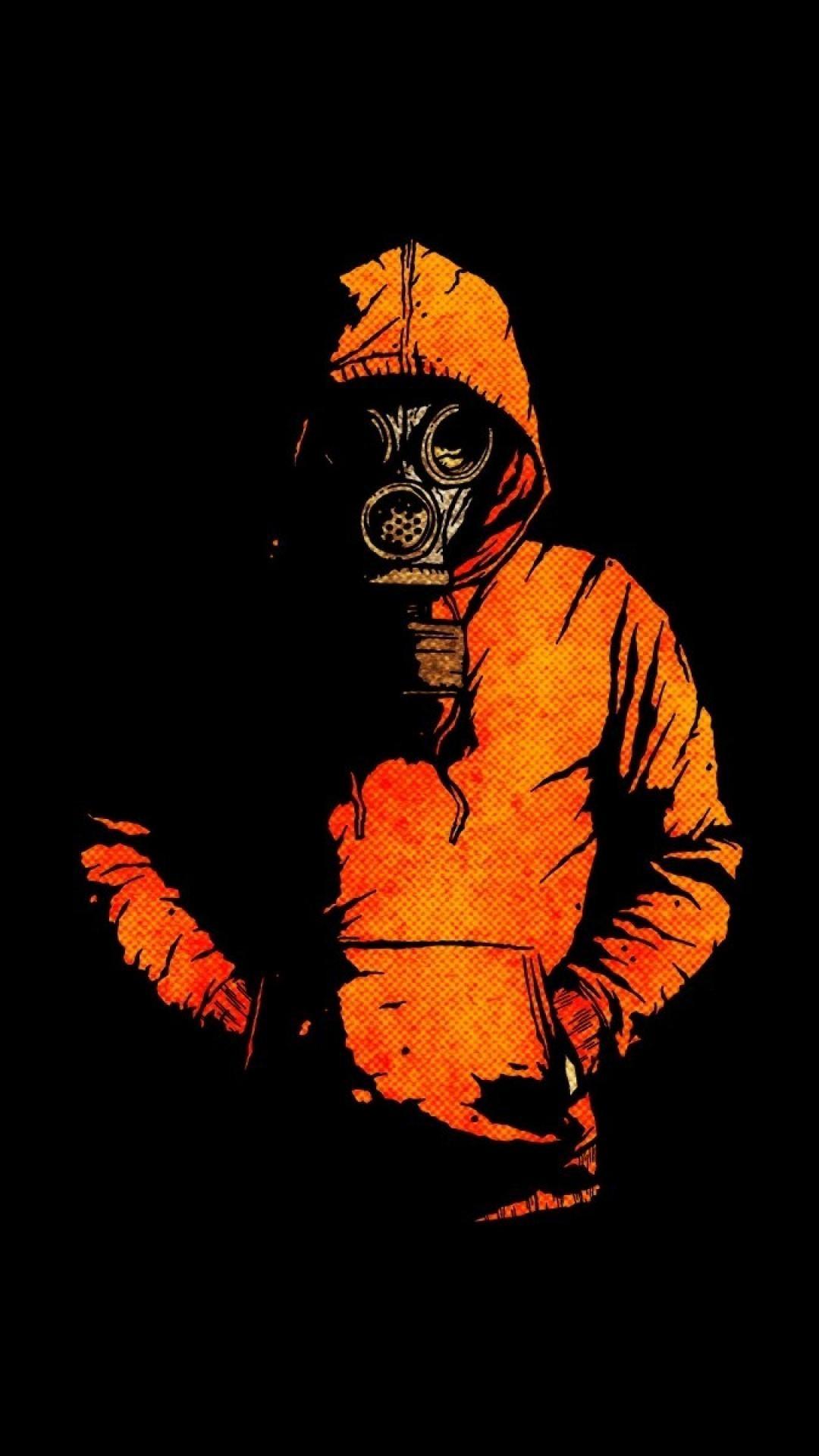 Gas Mask iPhone Wallpaper with high-resolution 1080x1920 pixel. You can use this wallpaper for your iPhone 5, 6, 7, 8, X, XS, XR backgrounds, Mobile Screensaver, or iPad Lock Screen - Dark orange