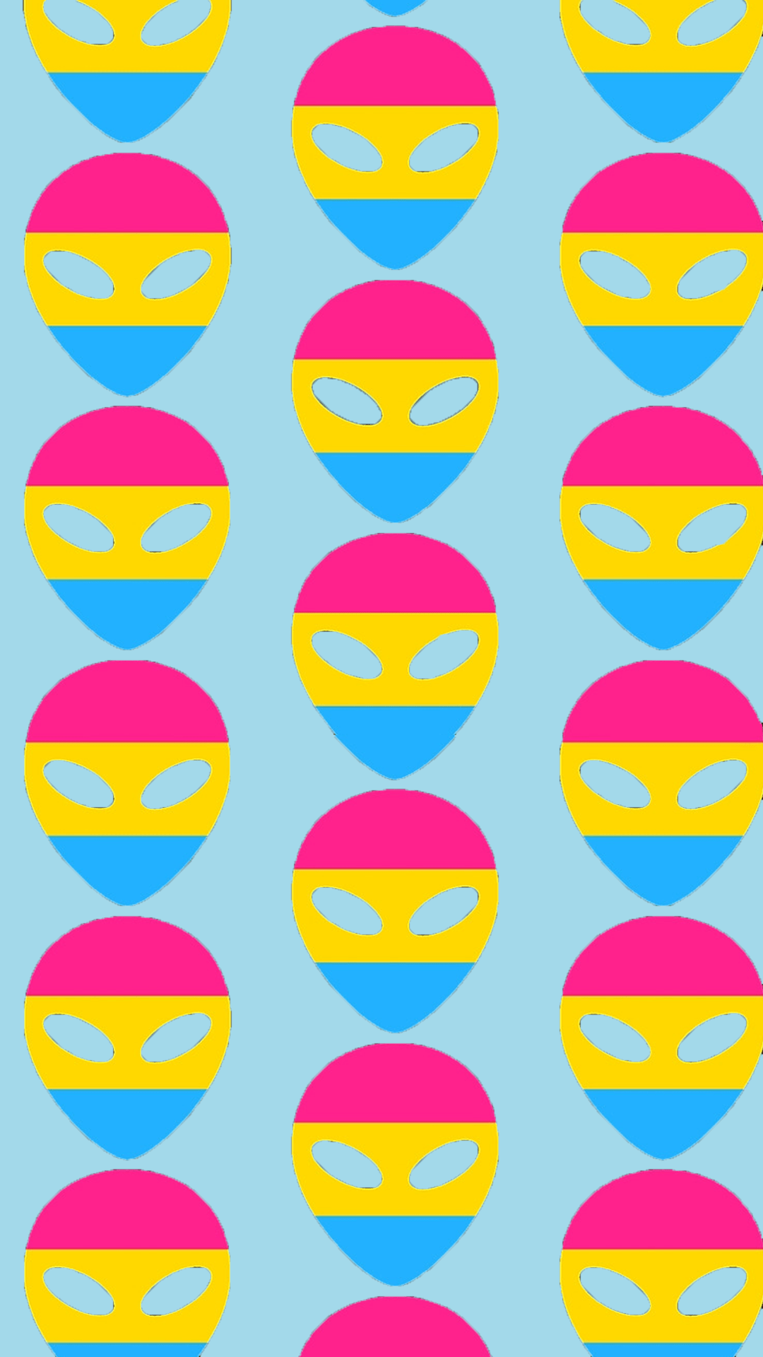 An image of a pattern of pansexual pride flag colours. - Pansexual