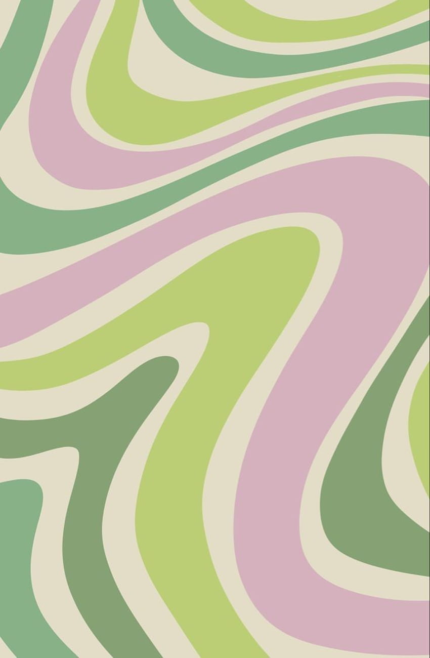 A green and pink swirl pattern on white - Danish