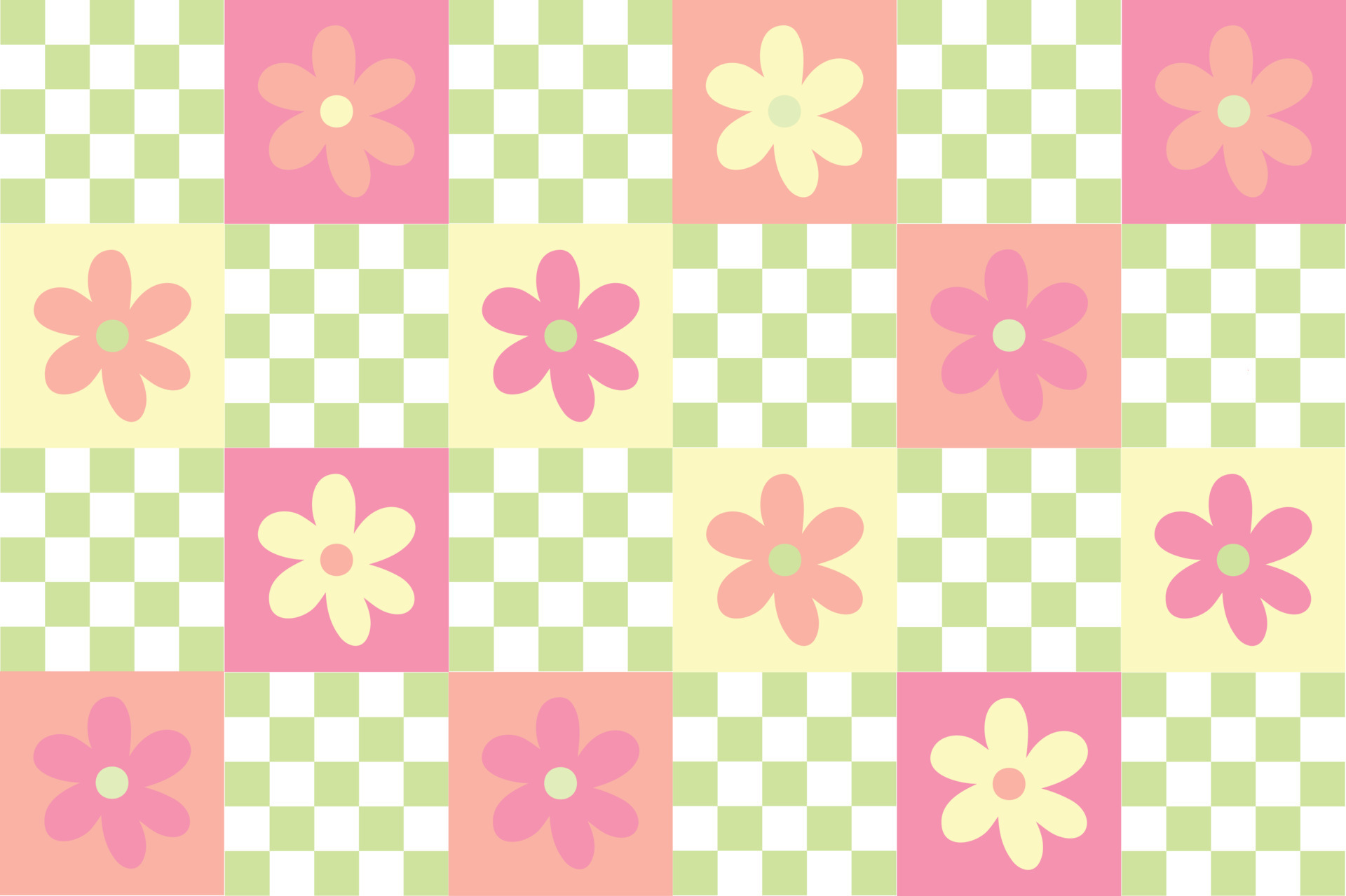 A pattern with flowers and checkered squares - Danish