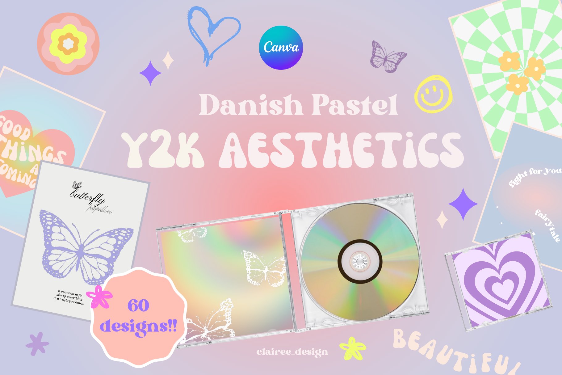 Danish Pastel Y2K Aesthetics Posters
