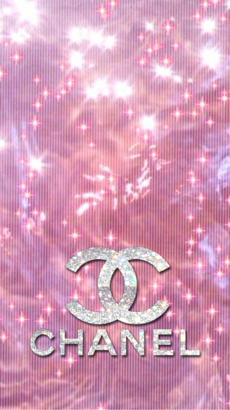 Chanel logo on a pink background - Chanel, glitter