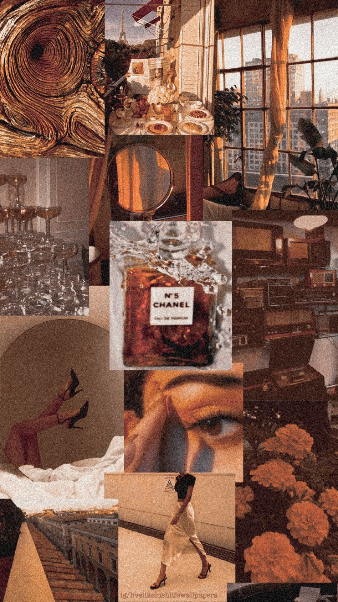 Aesthetic collage with vintage elements and brown colors - Chanel