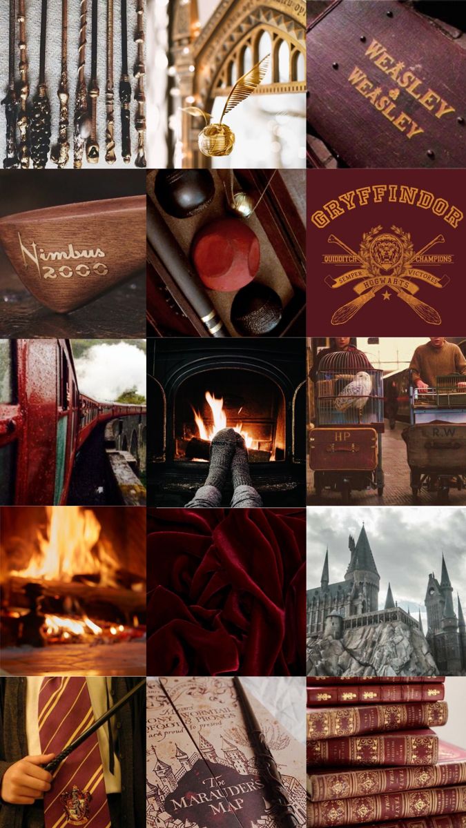 Gryffindor aesthetic collage wallpaper. Gryffindor aesthetic, Gryffindor, Harry potter background