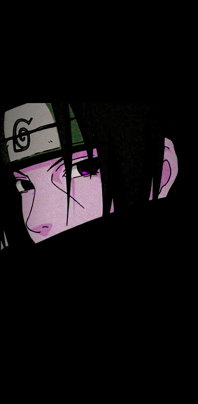 A close up of an animated character with black hair - Itachi Uchiha