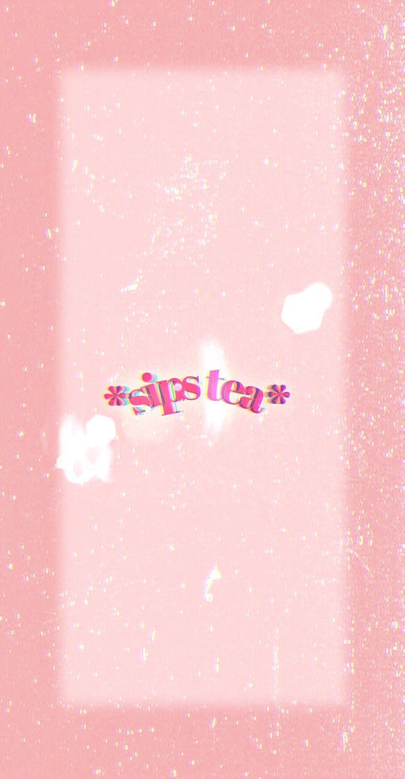 Sips tea, aestetic, aesthetic, cute, modern, pink, HD phone wallpaper
