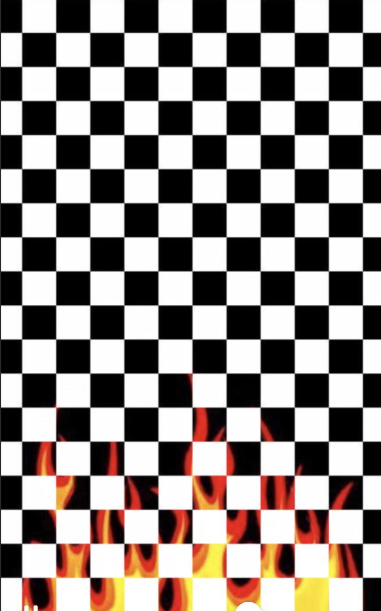 A black and white checkered pattern with flames at the bottom - Checkered