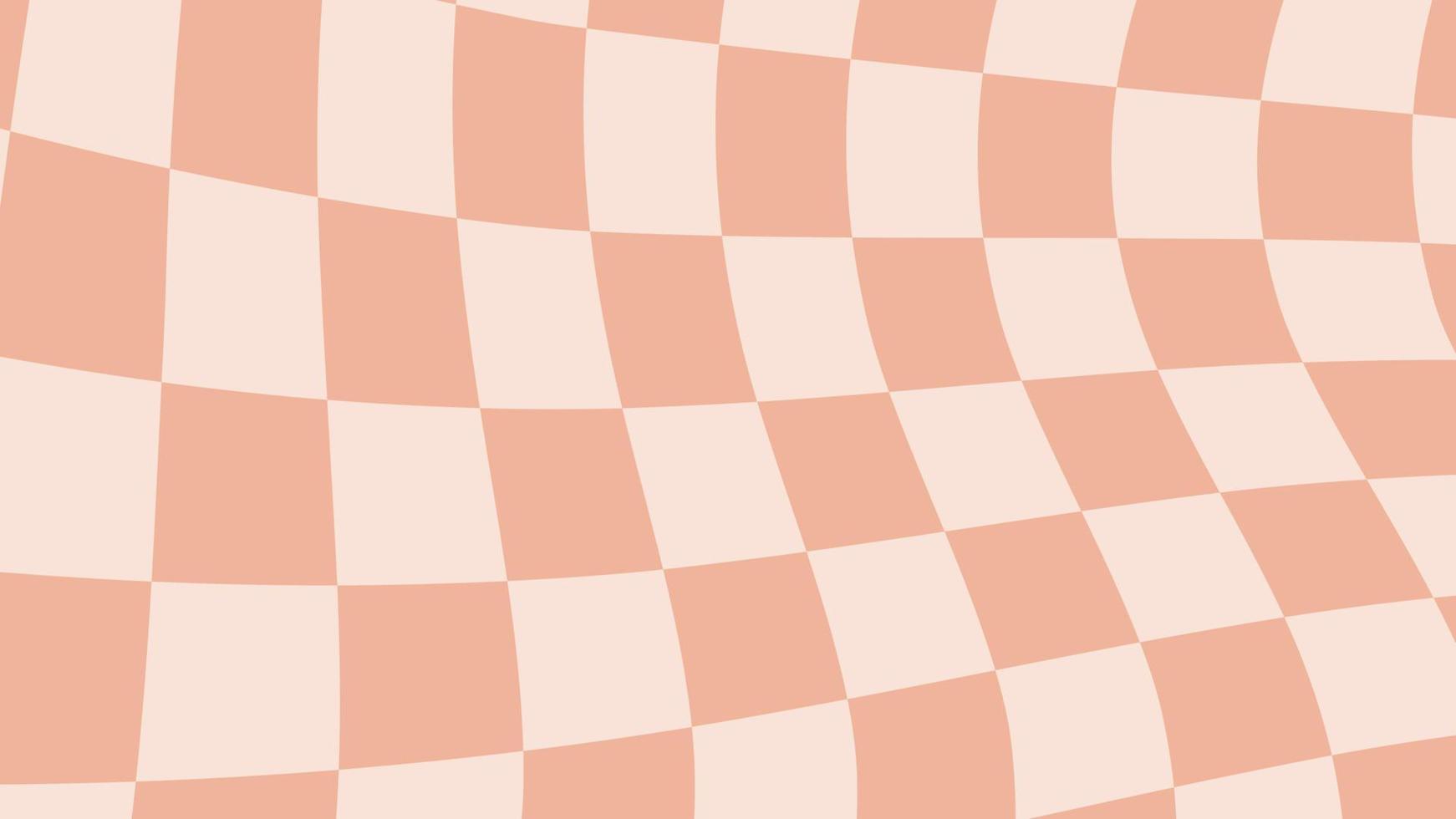 A background of wavy peach and white checkered pattern - Checkered