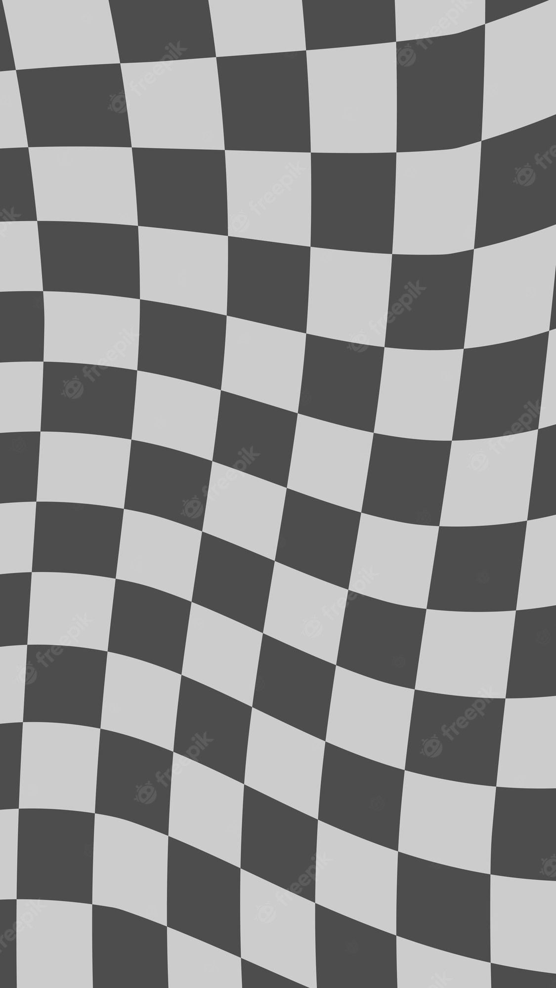 A black and white checkered pattern that looks like it's bending. - Checkered