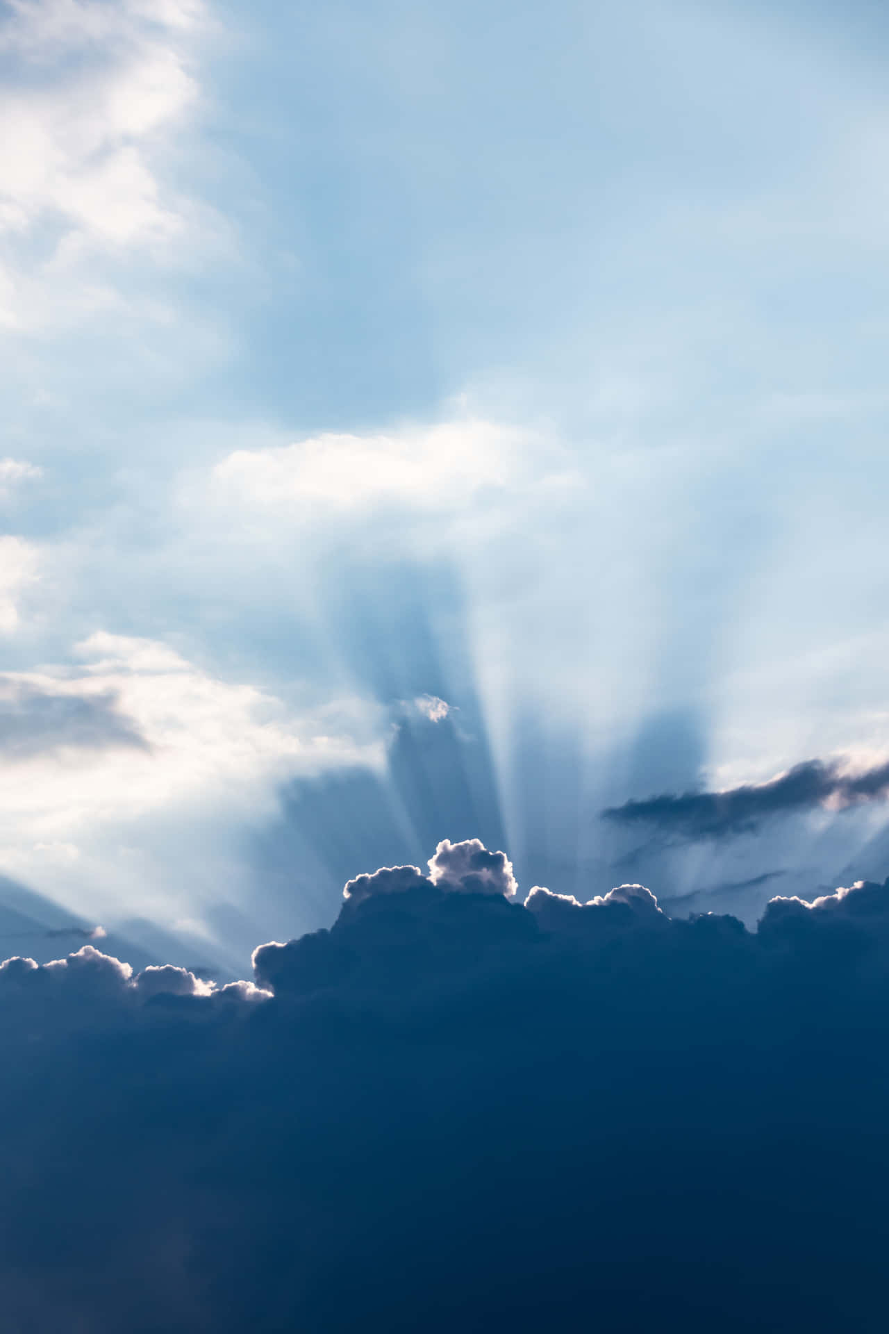 Download Clouds With Sun Rays Aesthetic Light Blue Wallpaper