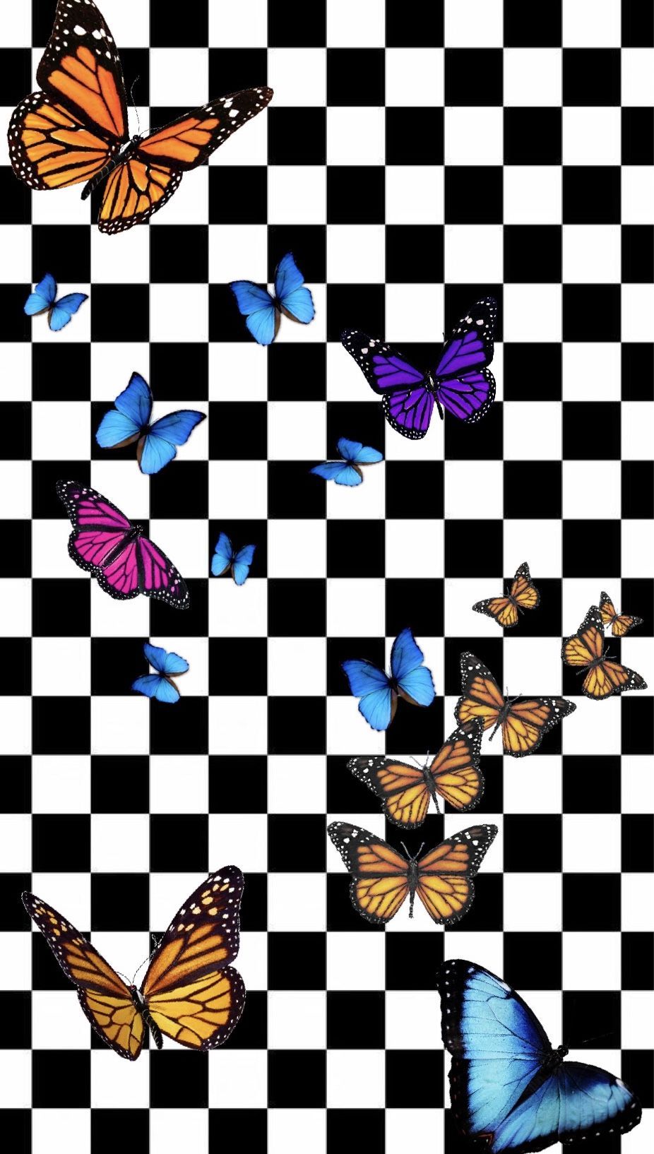 Aesthetic butterfly wallpaper for phone background - Checkered