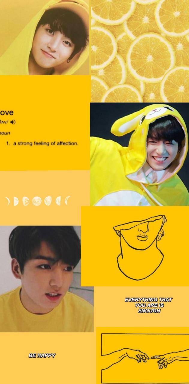 BTS yellow aesthetic wallpaper for mobile phone. - Jungkook