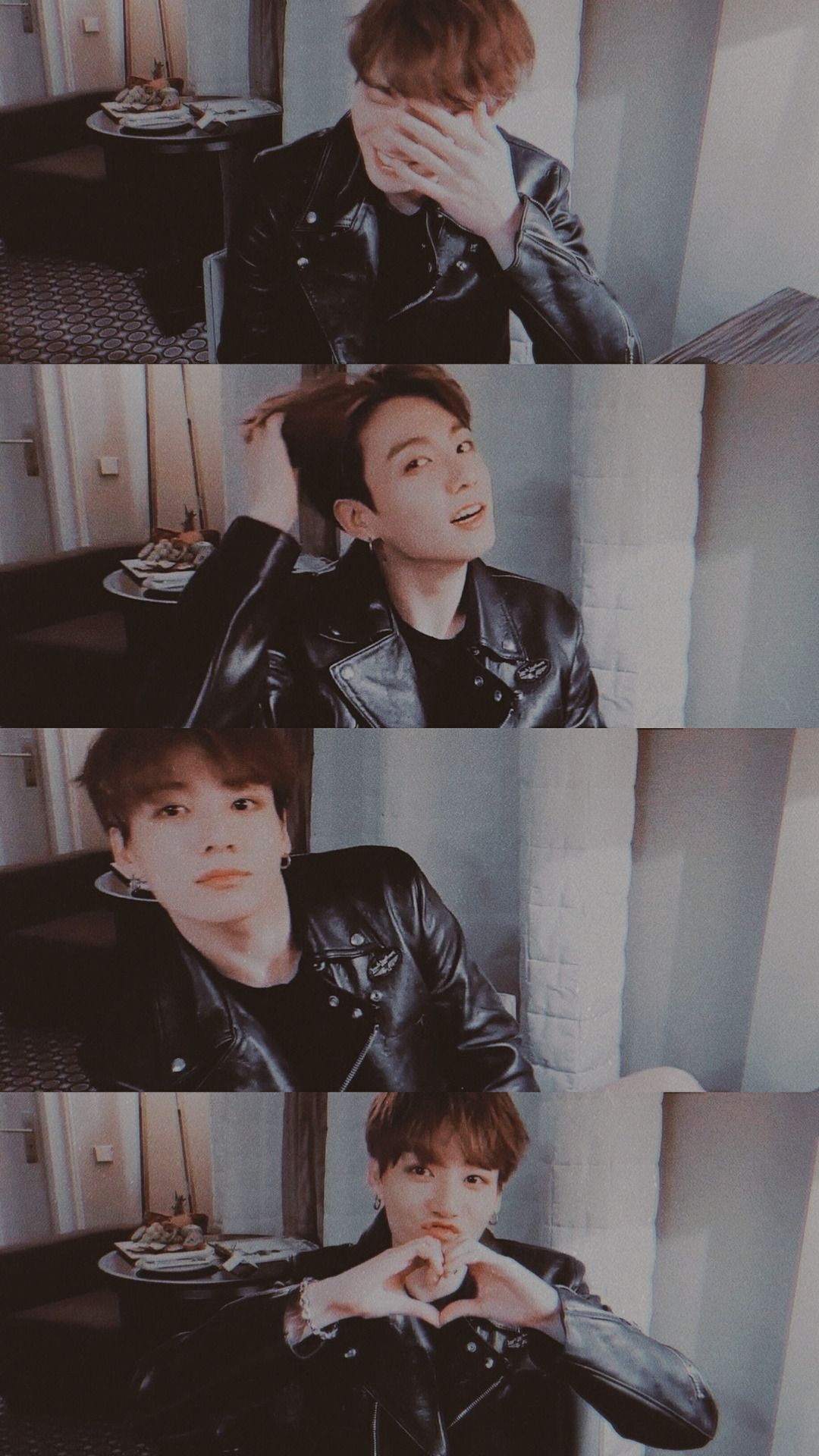 A man in black leather jacket and shirt - Jungkook