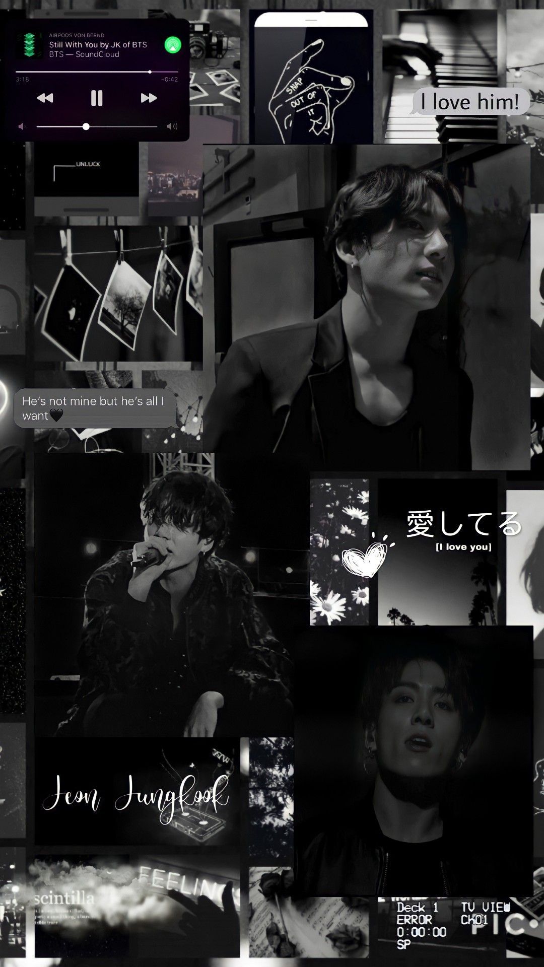 I made a black and white Jungkook wallpaper for my phone - Jungkook