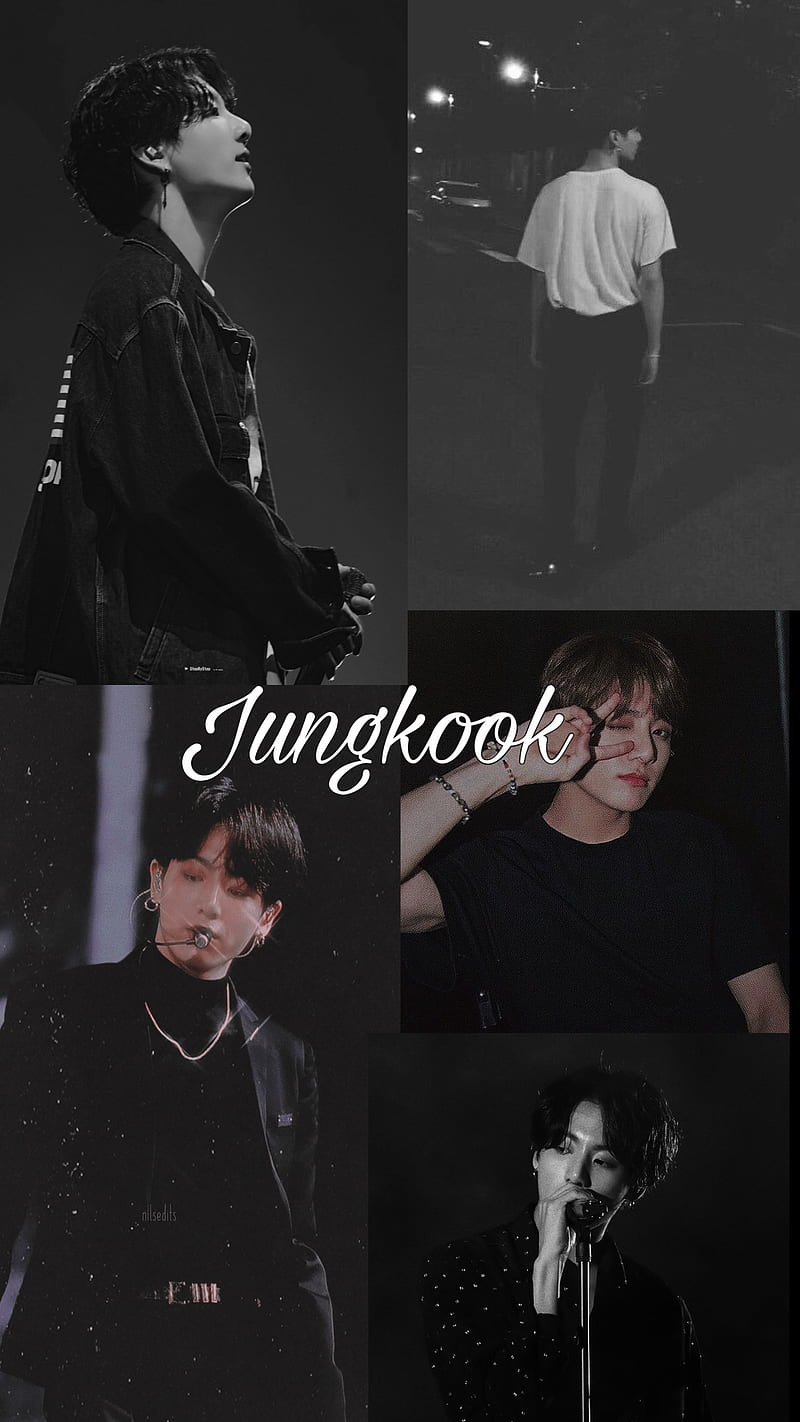 A collage of pictures with different people in them - Jungkook