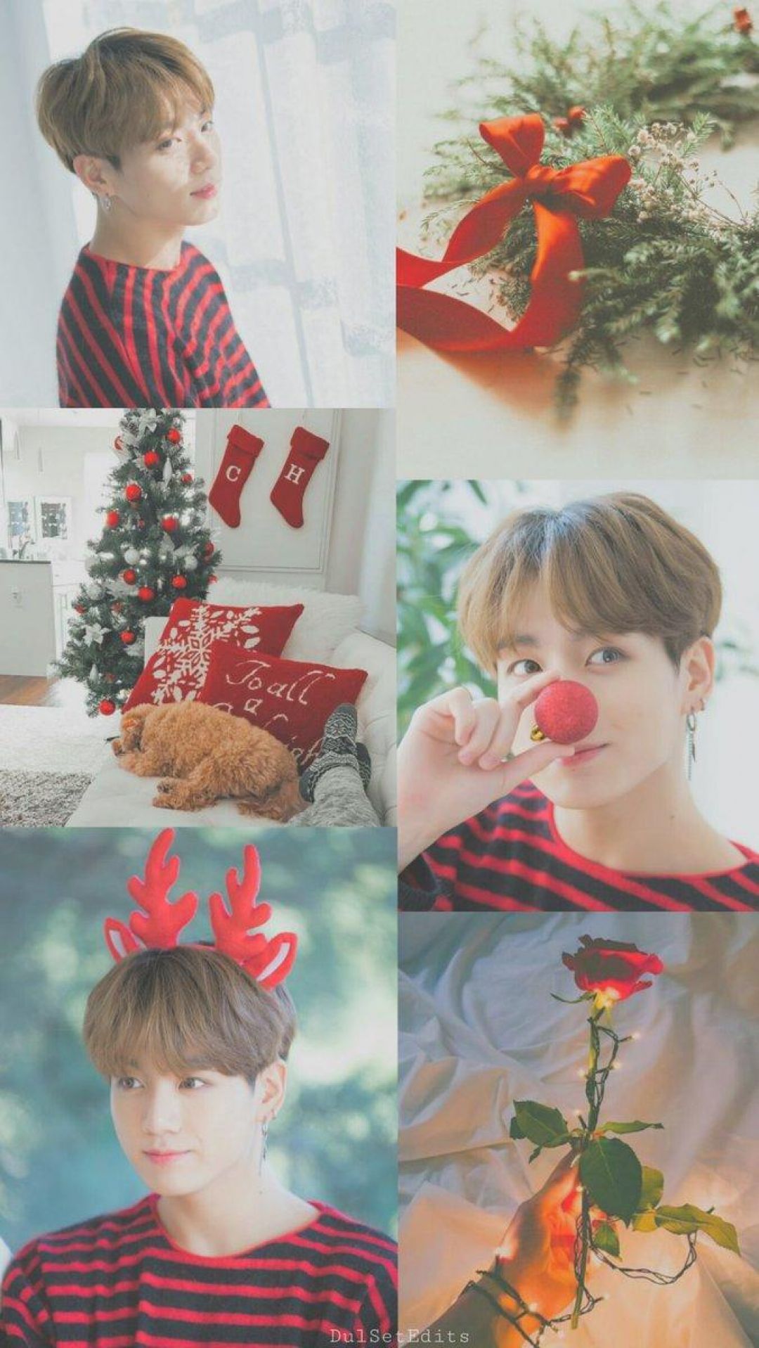 A collage of pictures with christmas decorations - Jungkook