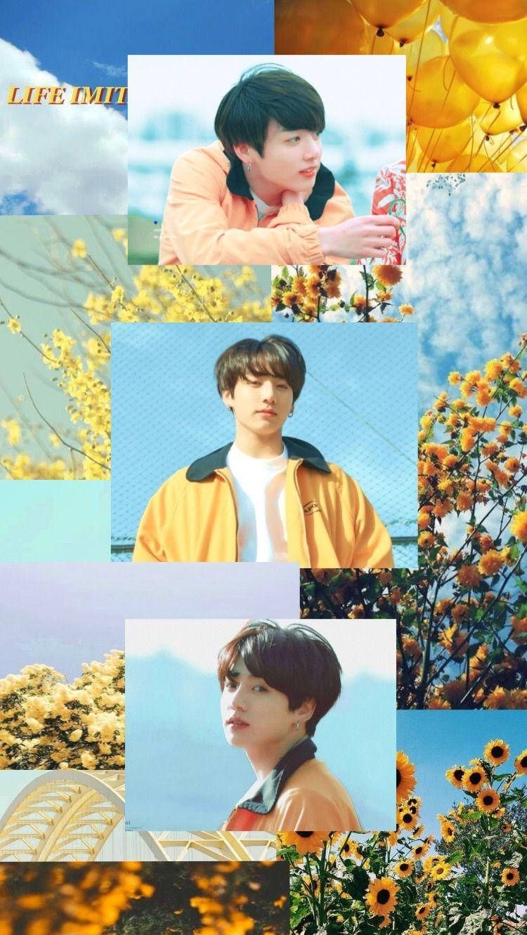Download Jungkook Aesthetic Floral Collage Wallpaper