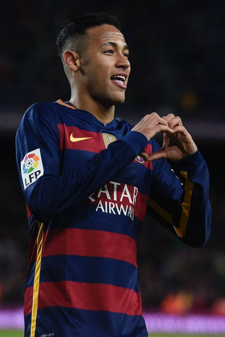 Download Neymar Jr. Heart Hand Symbol Wallpaper