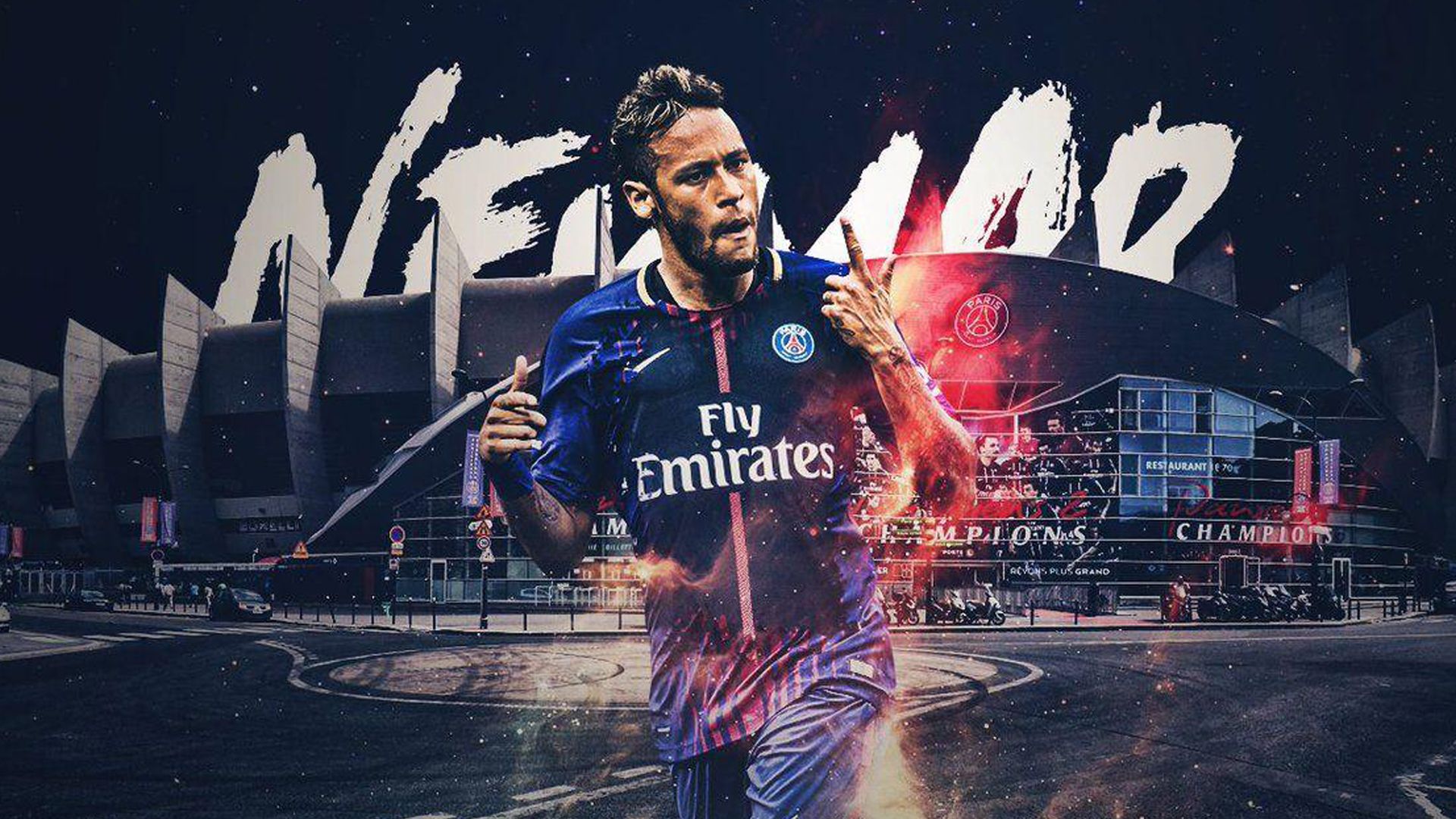 Neymar In Blue Sports Dress HD PSG Wallpaper