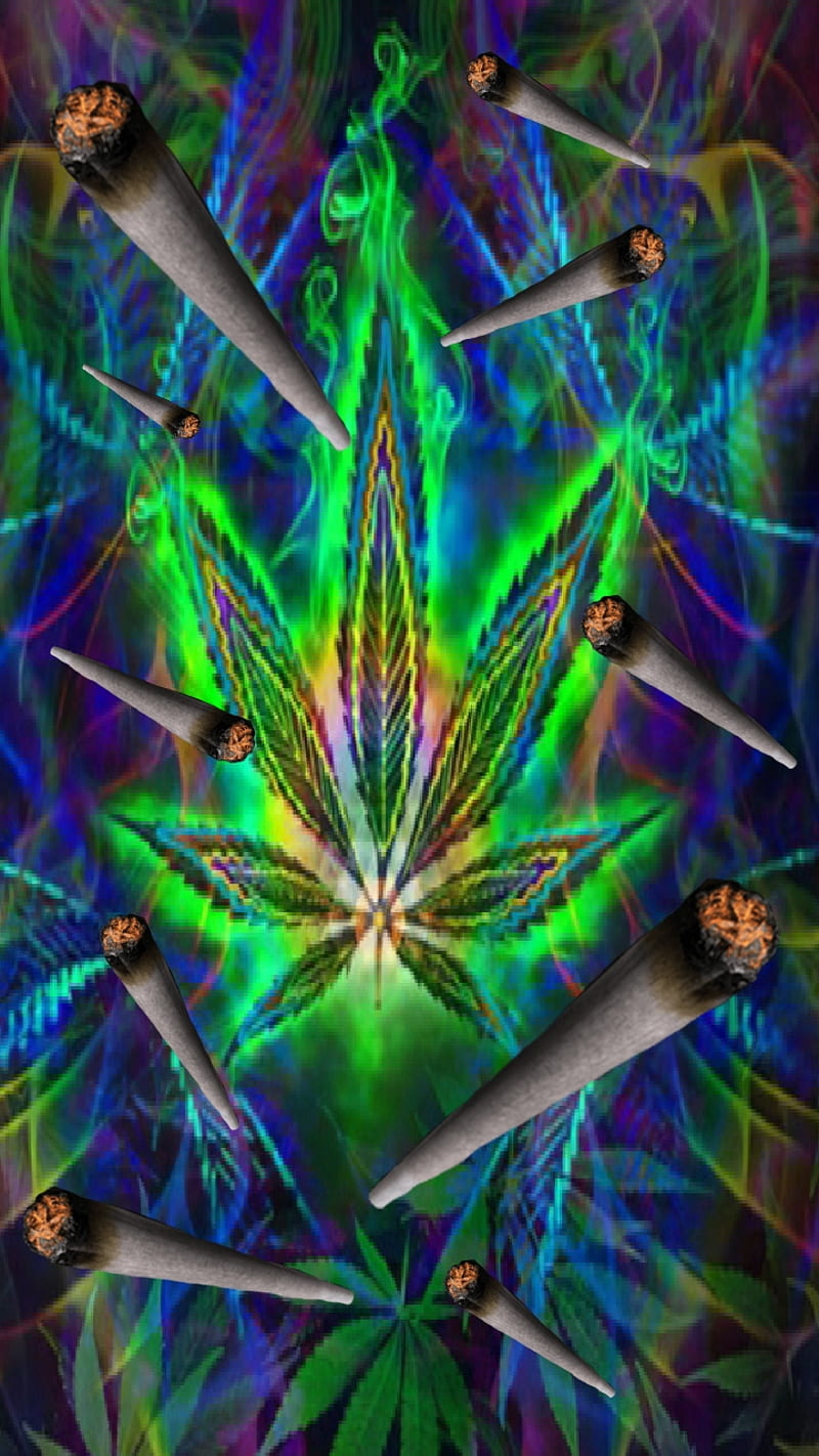 Trip Out, buzz, colorful, colors, high, joint, leaf, marijuana, neon, smoke, HD phone wallpaper