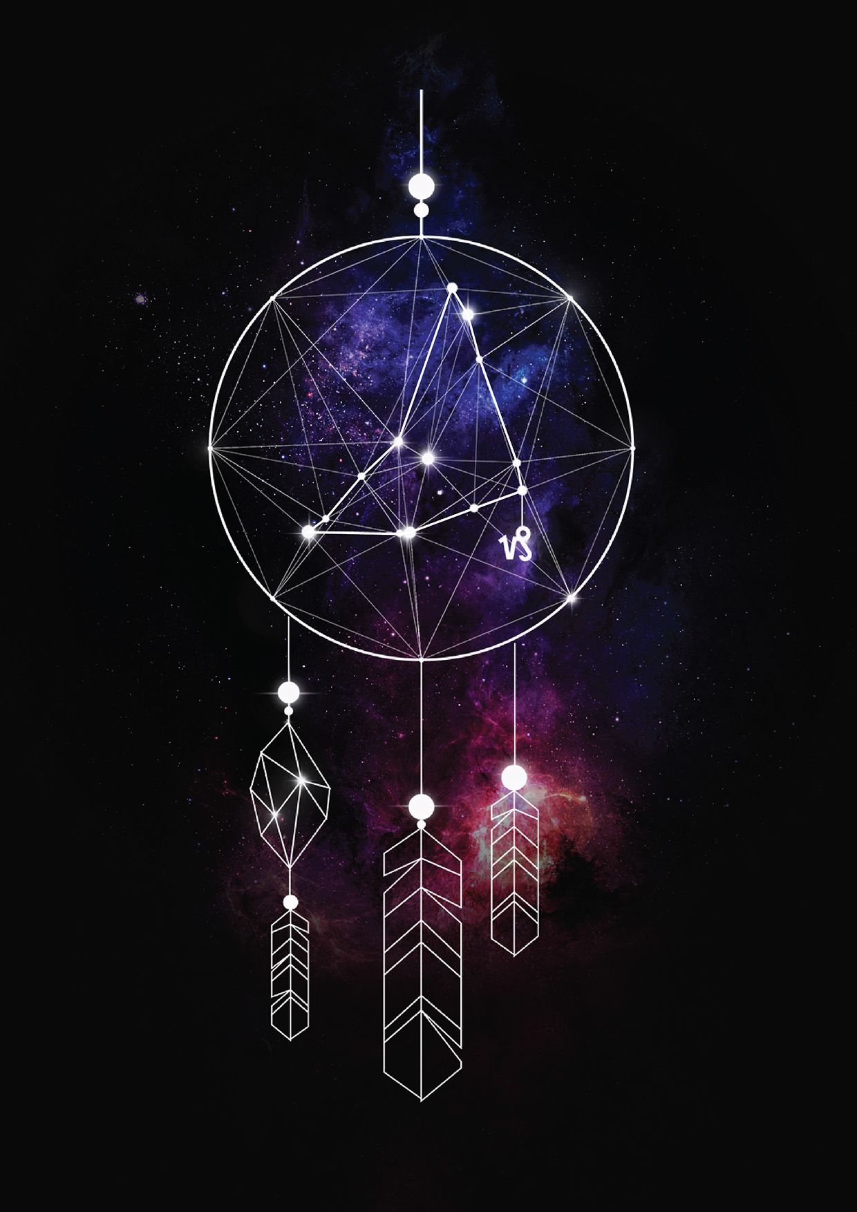 A dream catcher with stars and constellations - Capricorn