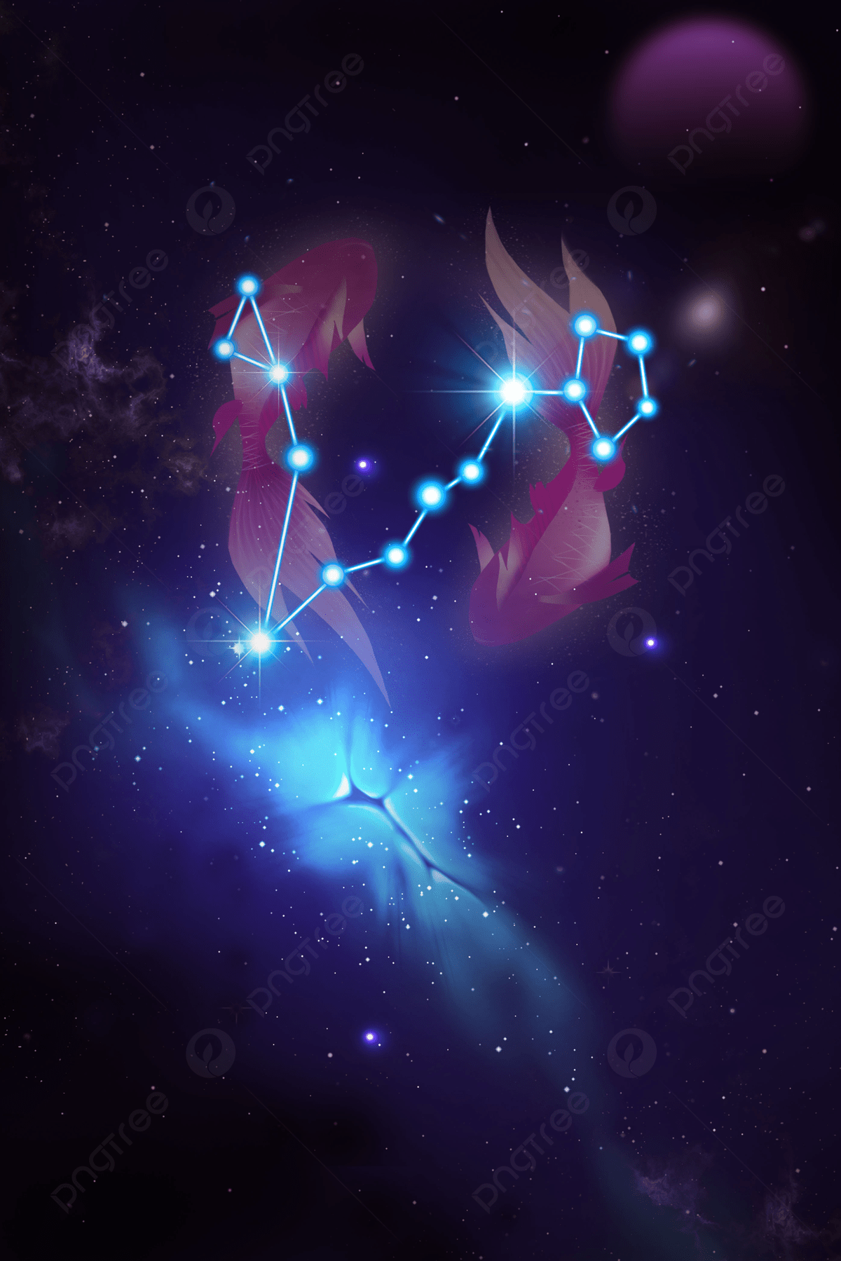 A constellation with stars and planets in the background - Pisces