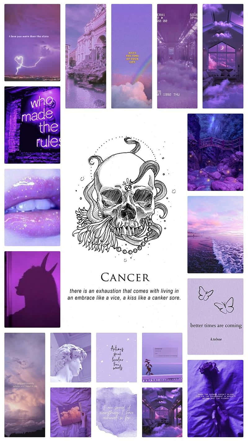 Download Cute Cancer Zodiac Sign Purple Aesthetic Wallpaper