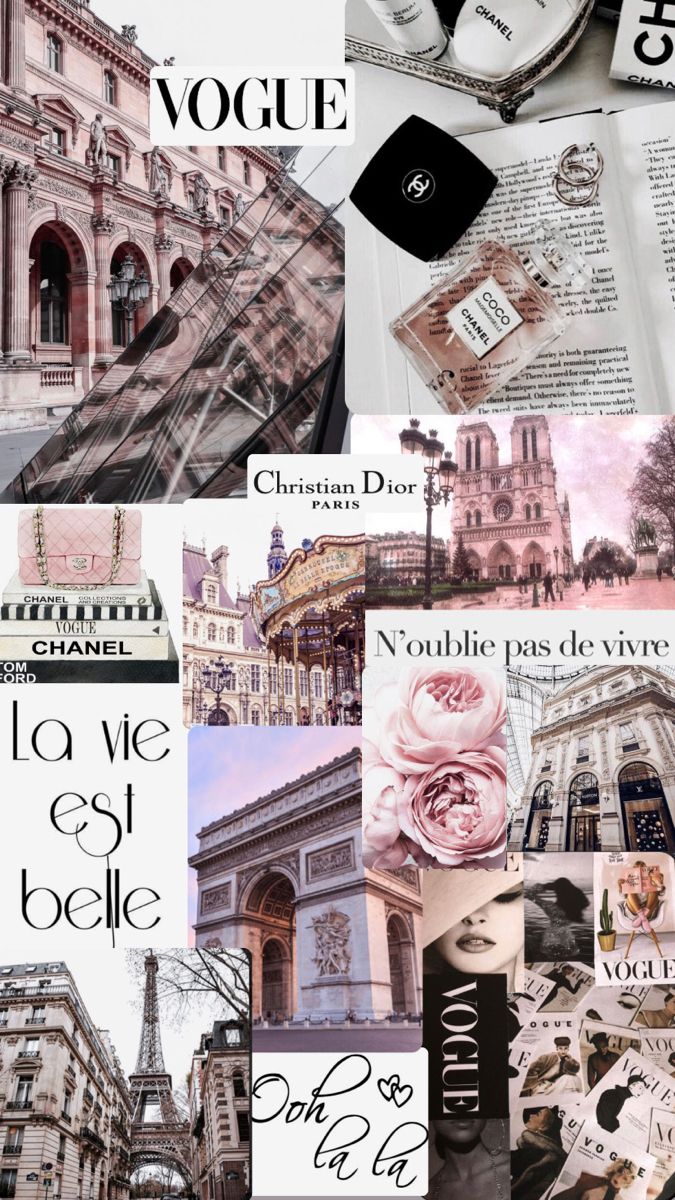 Aesthetic collage of Paris, Vogue, and other fashion and beauty brands. - Paris