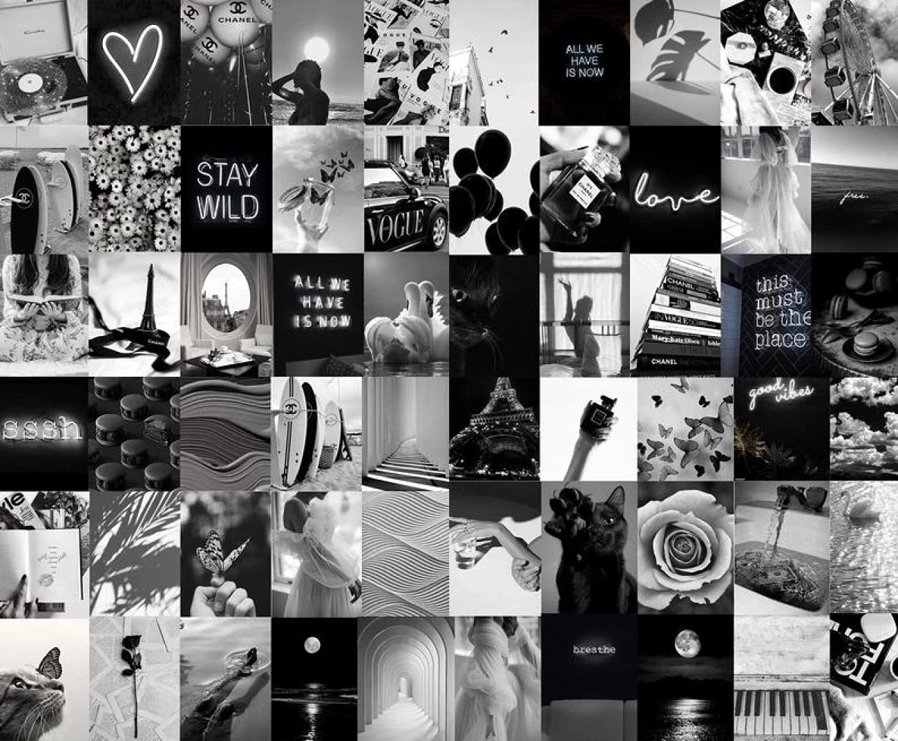 Aesthetic Picture Wall Collage Kit Black & White Vintage Fashion Mood Board Set 60pcs Photo Wallpaper Art Prints Posters : Tools & Home Improvement