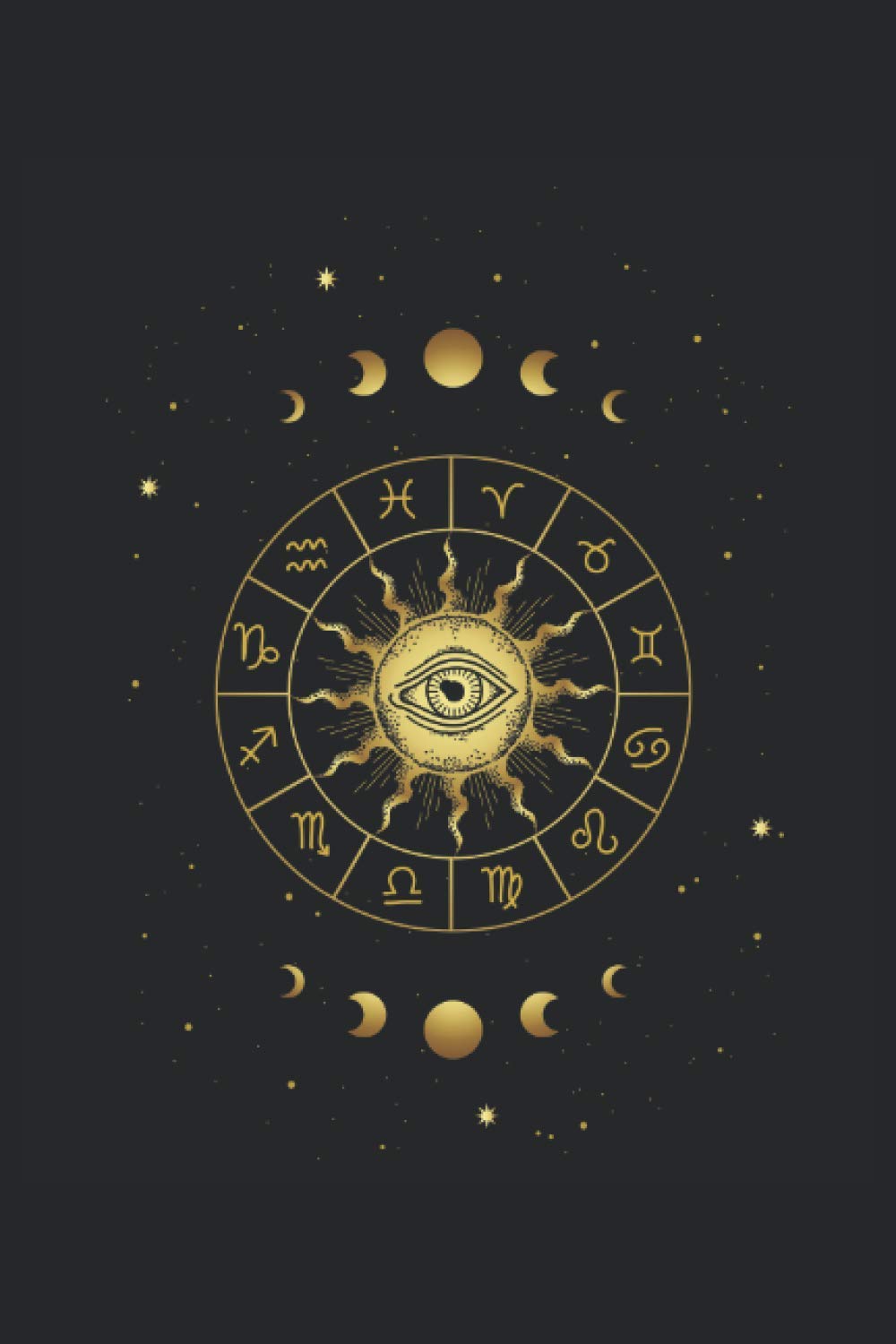 Golden zodiac wheel with an eye in the middle - Moon