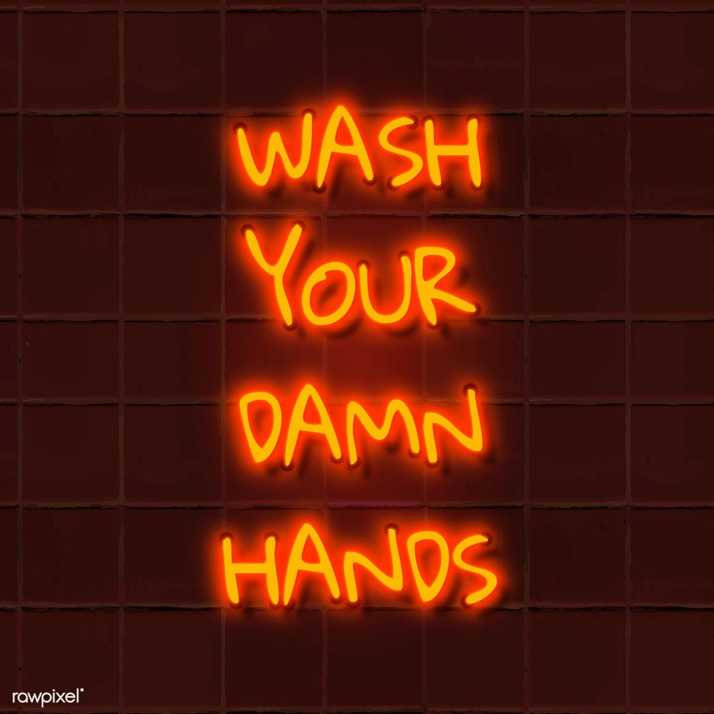 Neon sign that says wash your hands - Neon orange