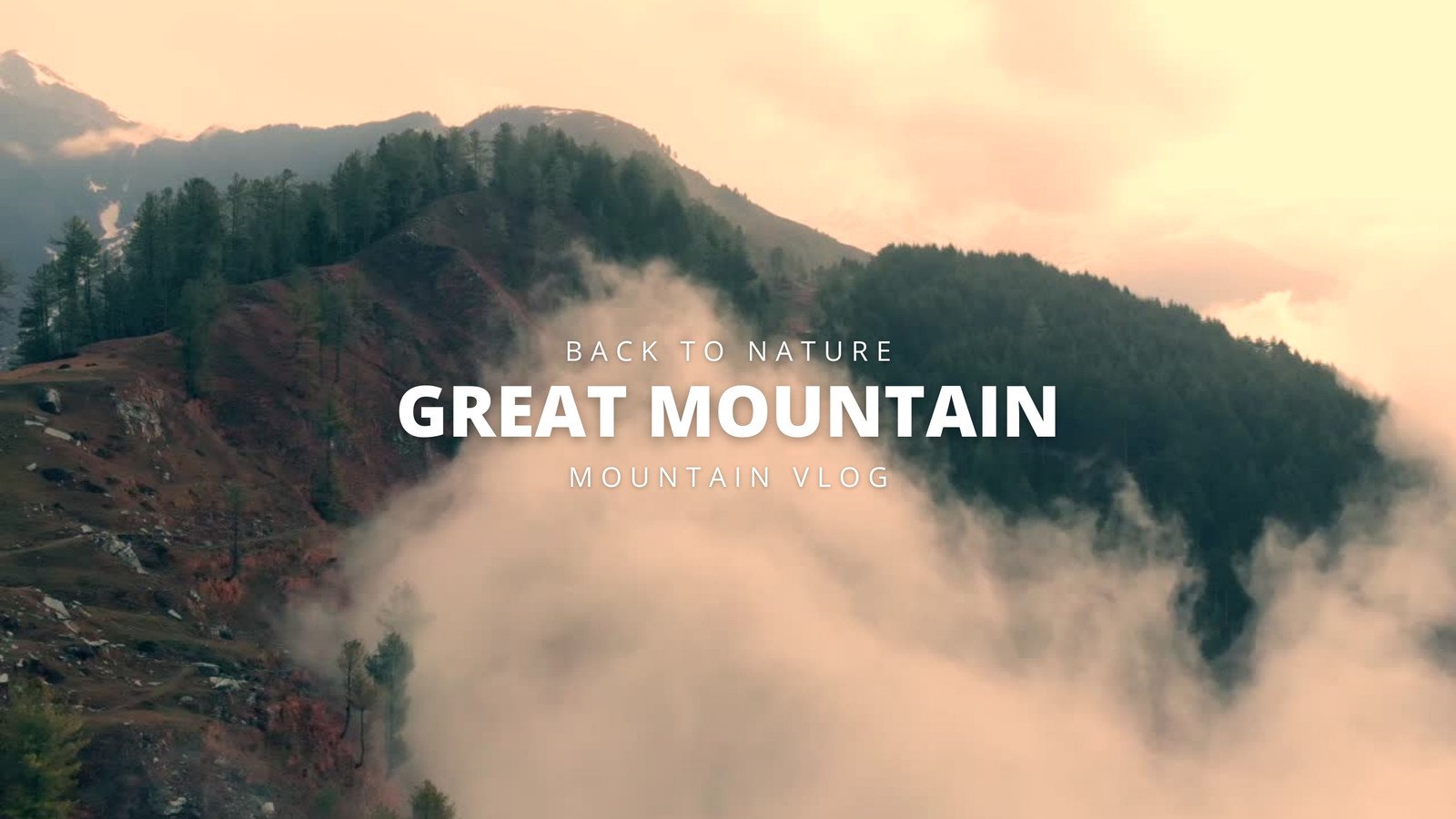 A mountain with clouds and the words great mountains - Mountain