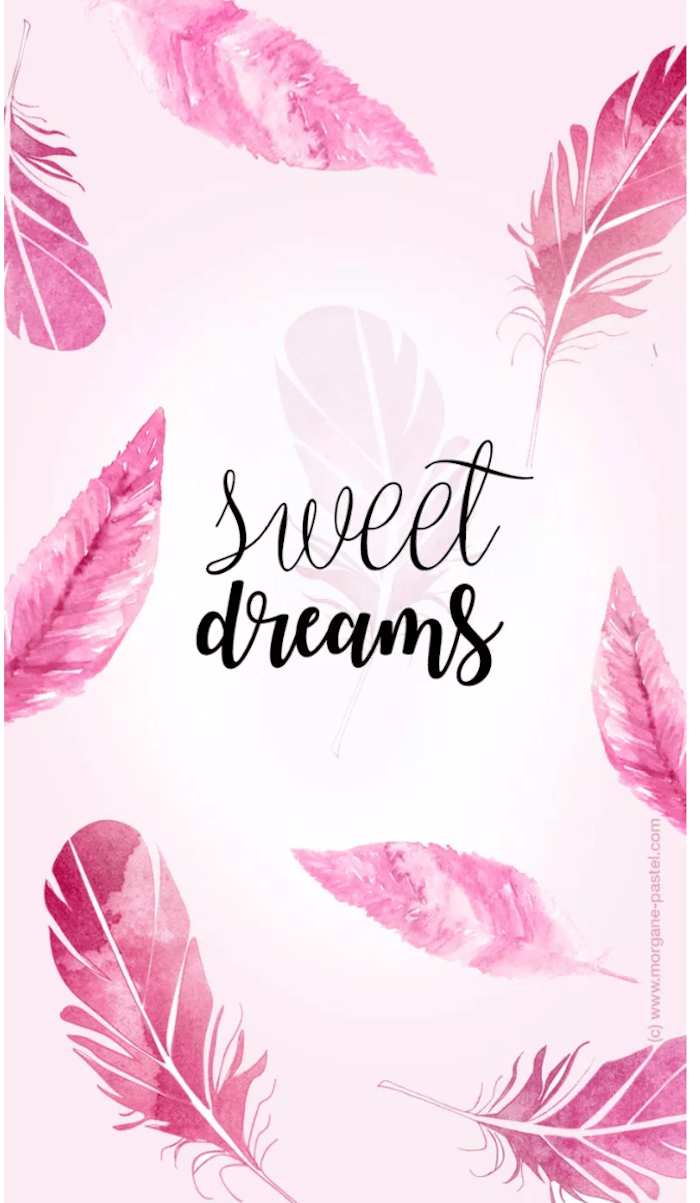 A poster with the words sweet dreams and pink feathers - Cute pink, pastel pink