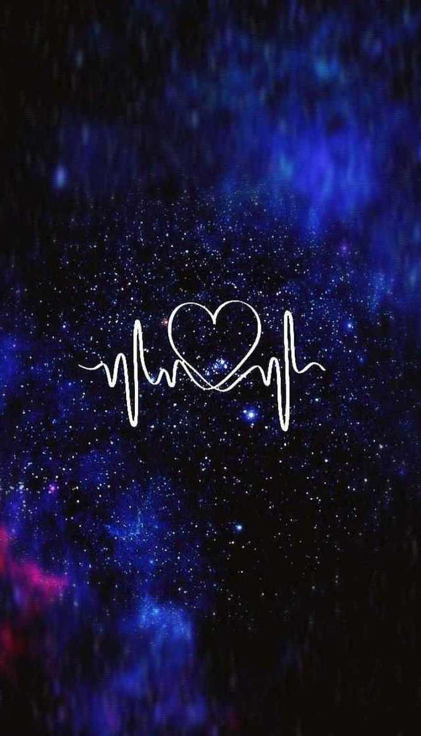A heart beat in the sky with stars - Galaxy, black heart