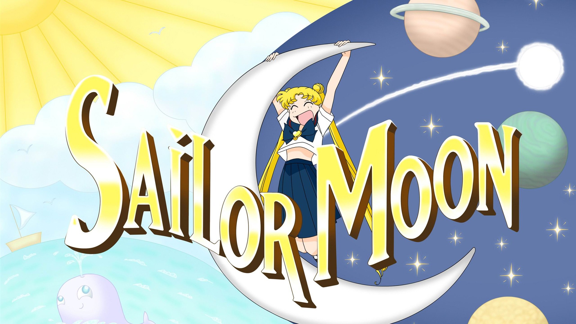 Sailor moon logo with a cartoon character - Sailor Moon