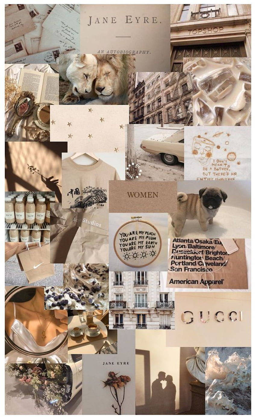 A collage of pictures with different colors and designs - Beige, collage