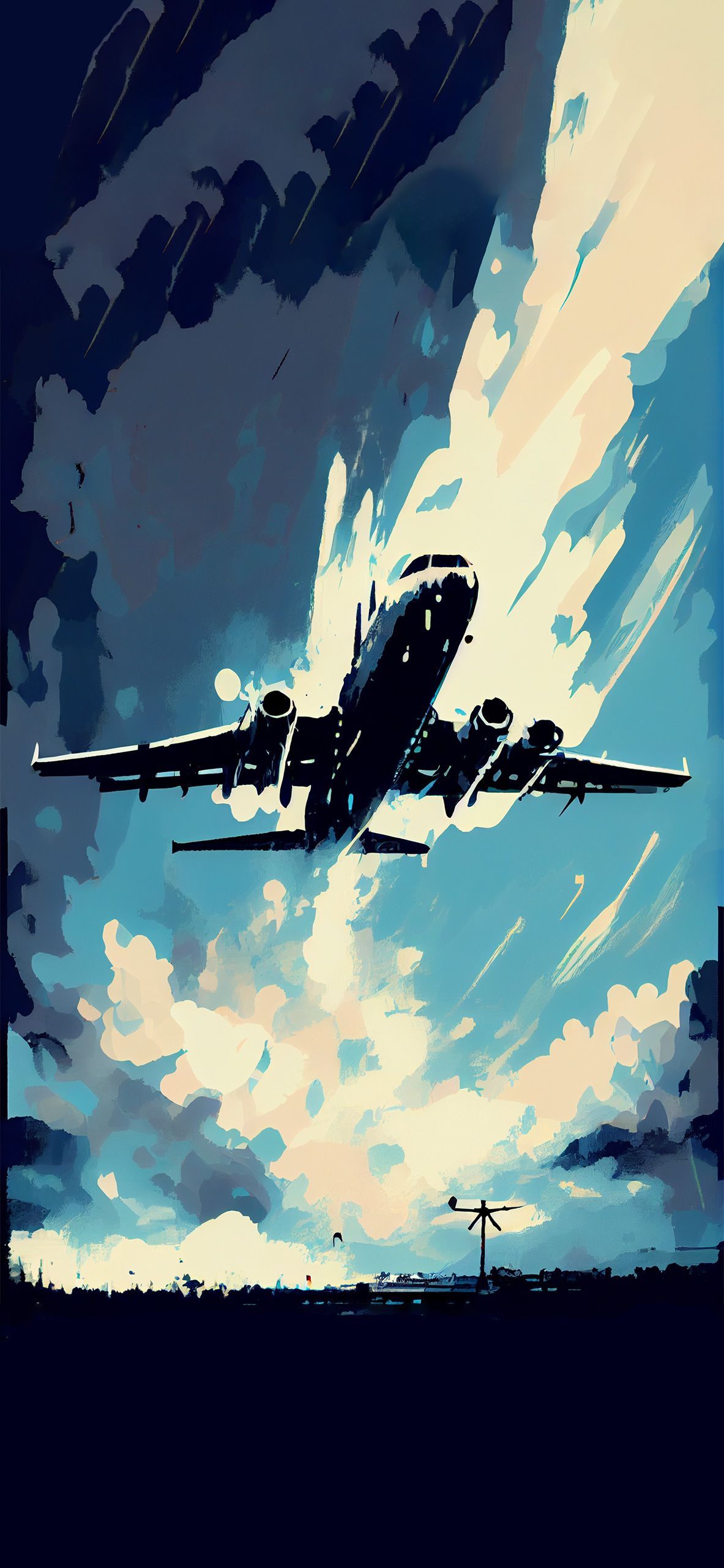 Airplane in Sky Art Wallpaper Aesthetic Wallpaper iPhone
