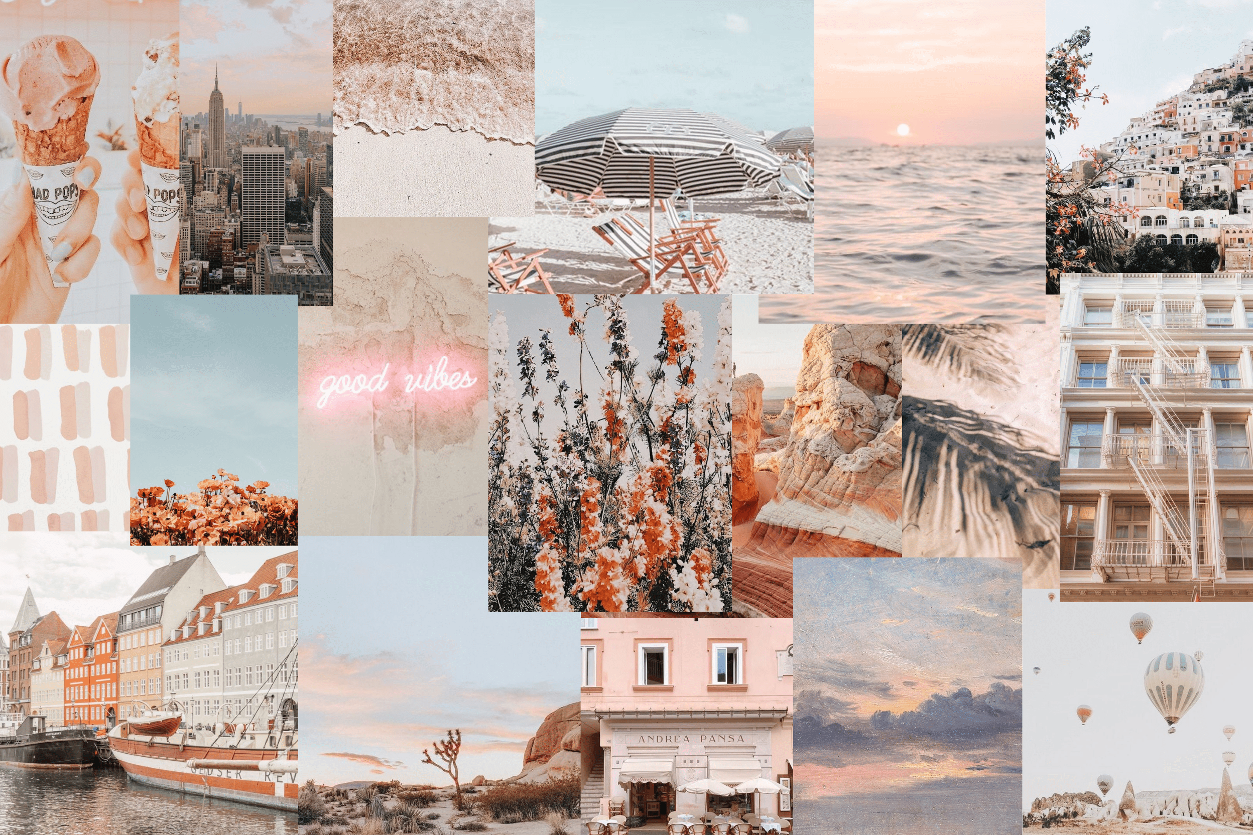 aesthetic pink travels collage wallpaper. Pink wallpaper laptop, Desktop wallpaper art, Cute tumblr wallpaper